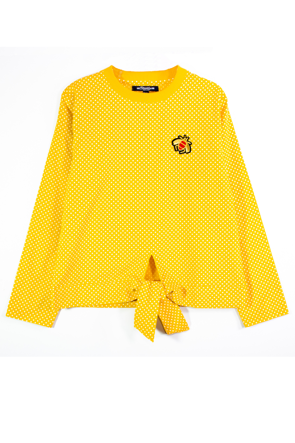 Polka Dot Tie-Front Top - Yellow