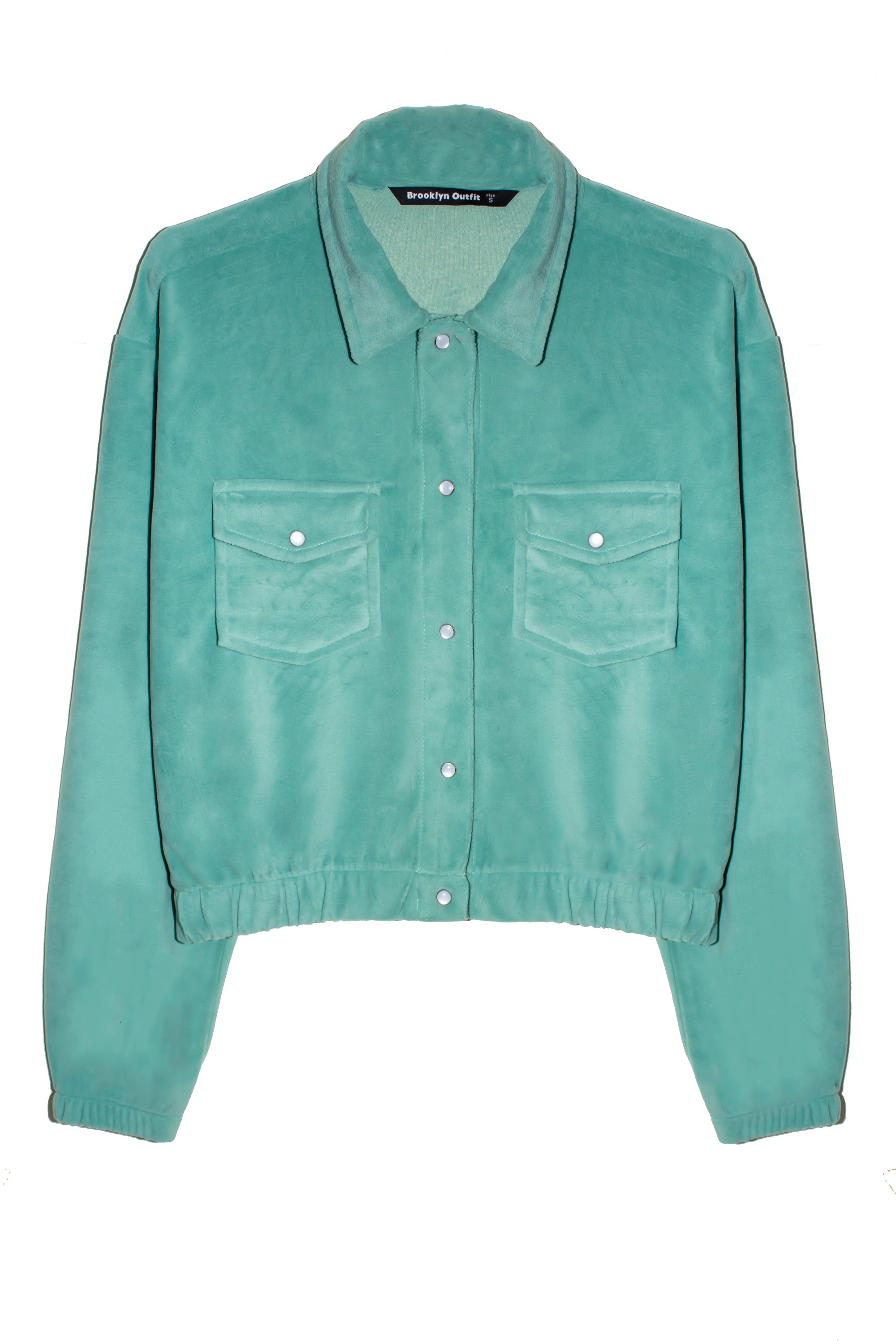 Women's Sage Green Cropped Shirt Jacket