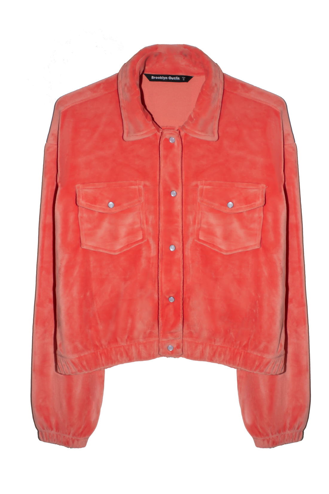 Women's Coral Pink Cropped Shirt Jacket
