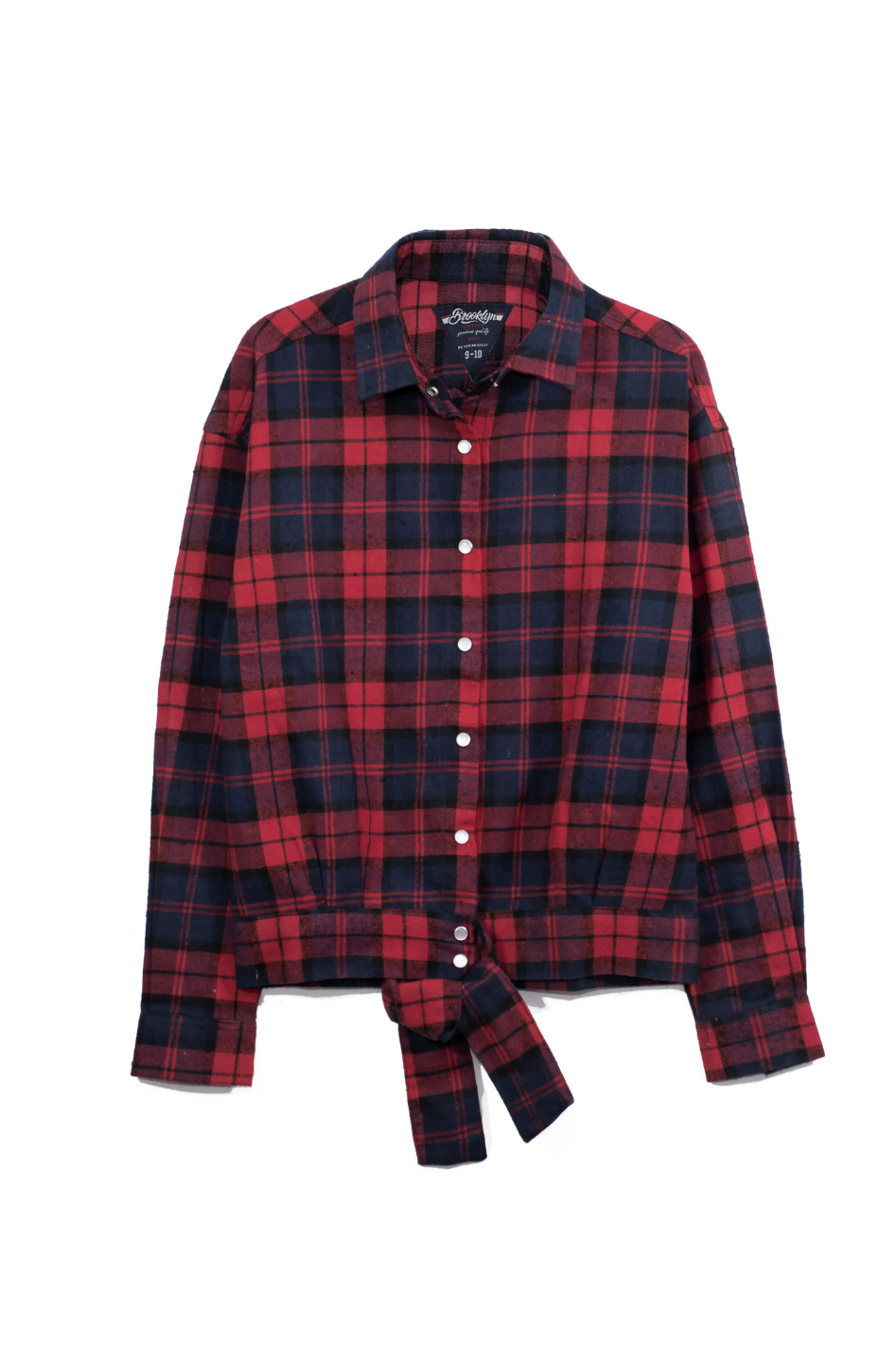 Plaid Shirt with Tie - Red Navy