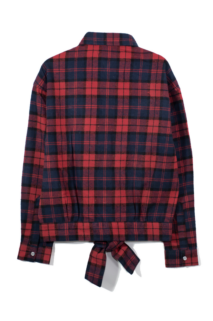 Plaid Shirt with Tie - Red Navy