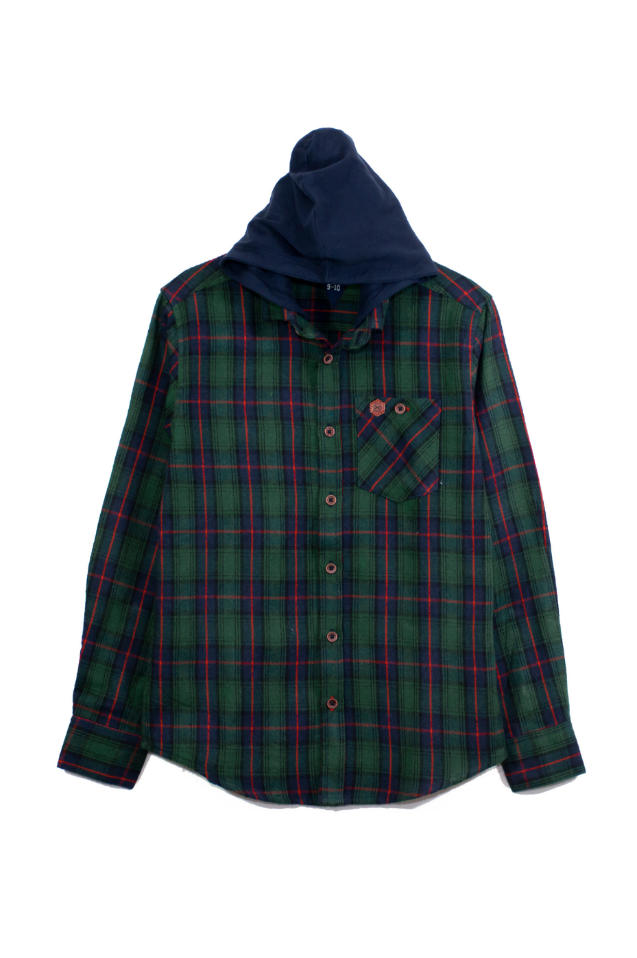 Hooded Plaid Shirt - Green
