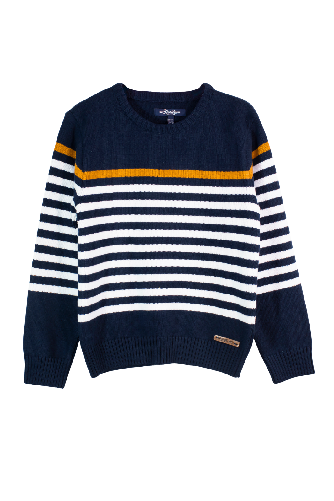 Striped Crew Neck Sweater - Navy