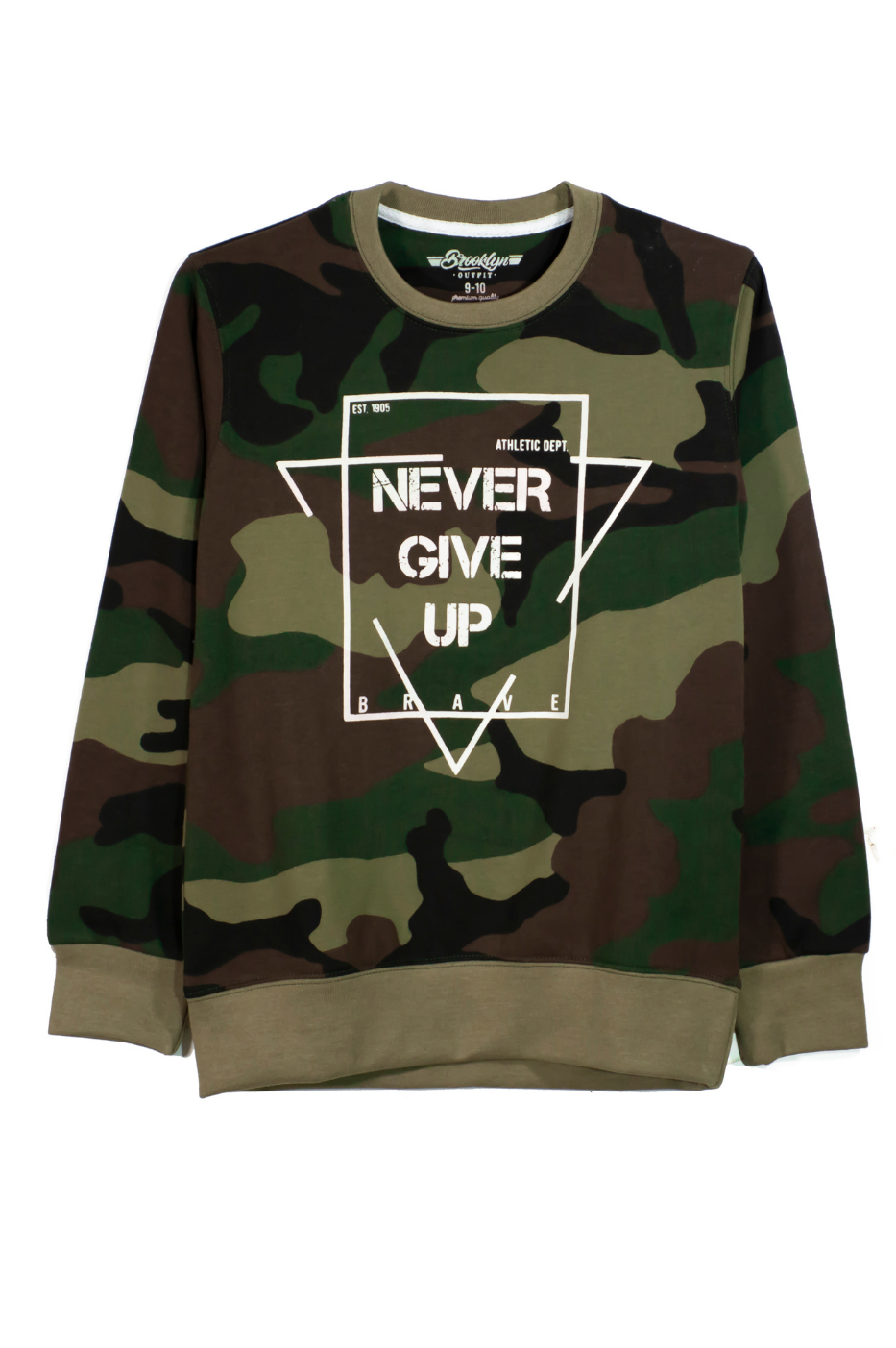 Never Give Up Camo Sweatshirt - Army Green