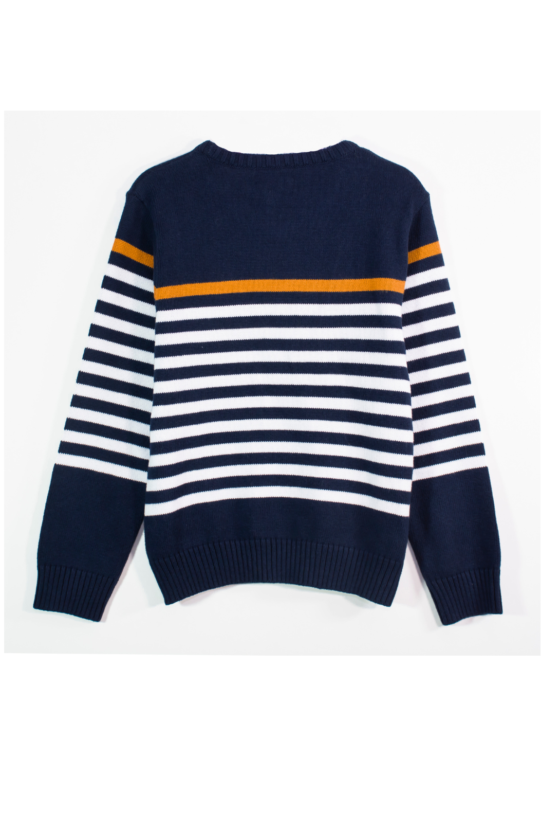 Striped Crew Neck Sweater - Navy