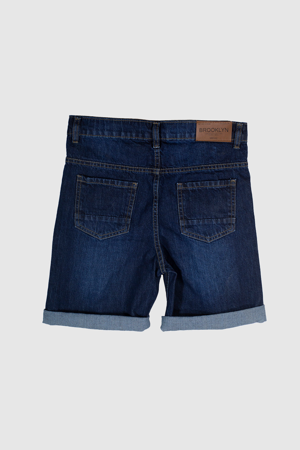 BOYS DARK BLUE DENIM BERMUDA WITH RIPPING ON FRONT
