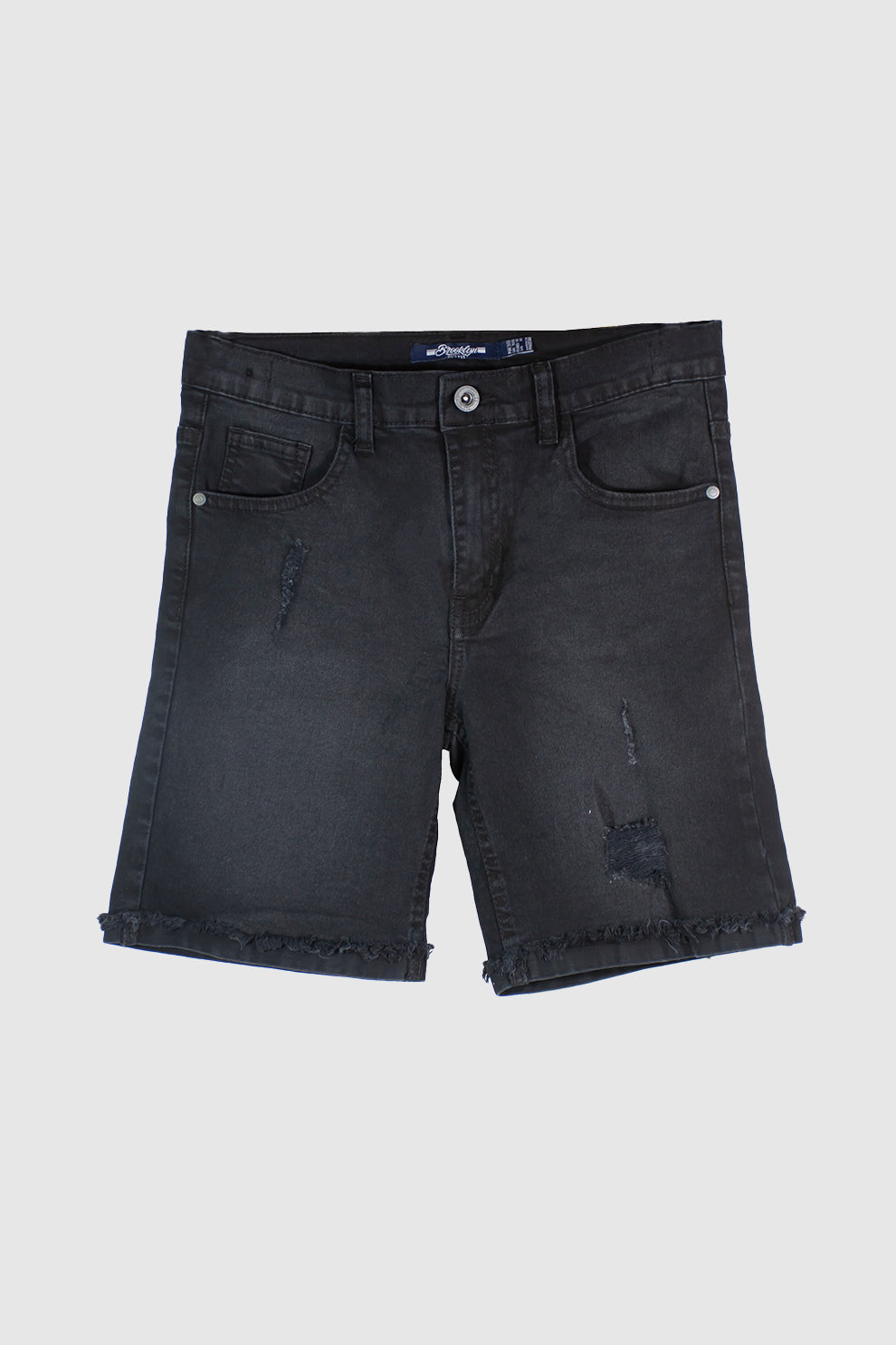 BOYS BLACK DENIM BERMUDA WITH BOTTOM FRILL