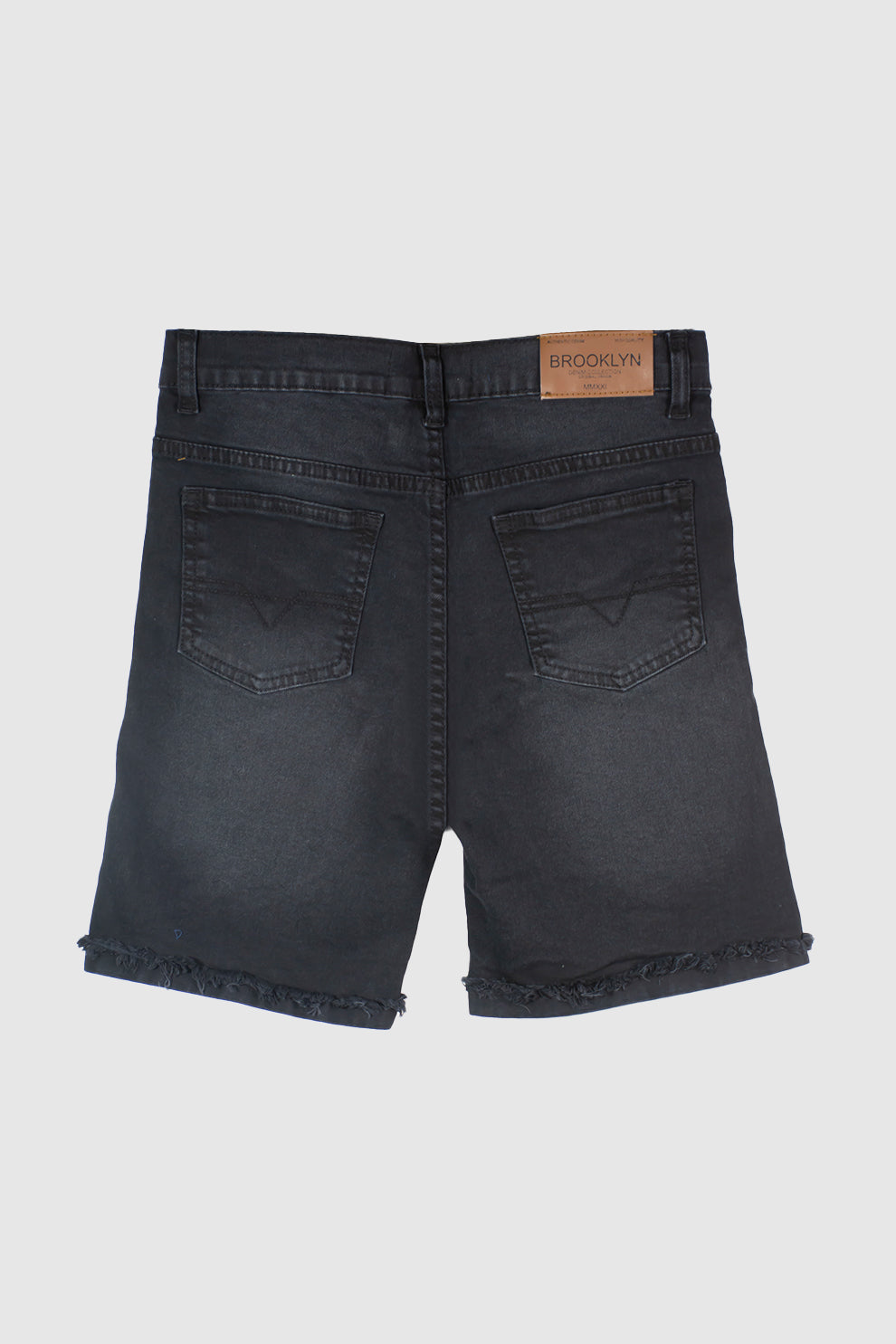 BOYS BLACK DENIM BERMUDA WITH BOTTOM FRILL