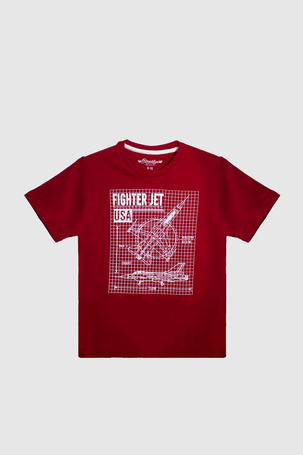 Boys Red T-Shirt With Fighter Jet Graphic