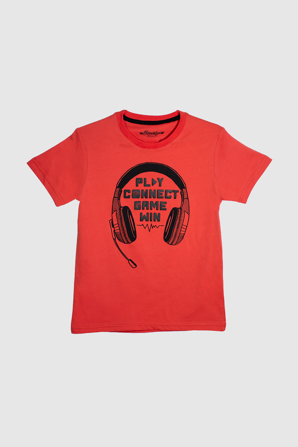 Boys Orange T-Shirt With Head Phone Graphic