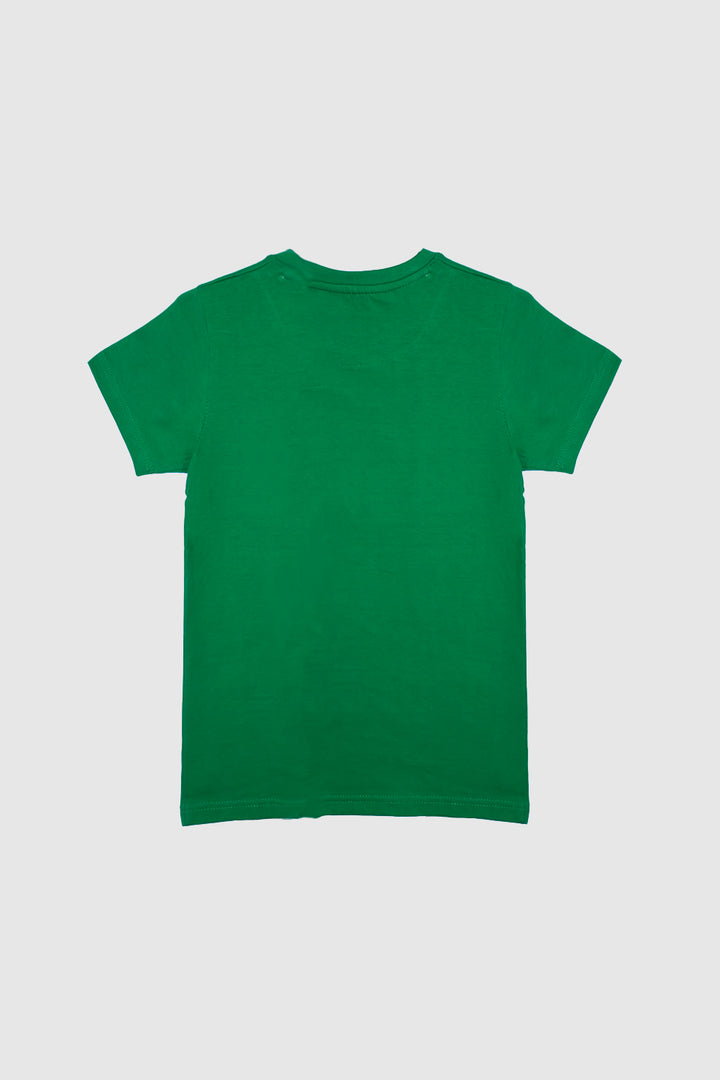 Boys Leaf Green T-Shirt With Puff Printing