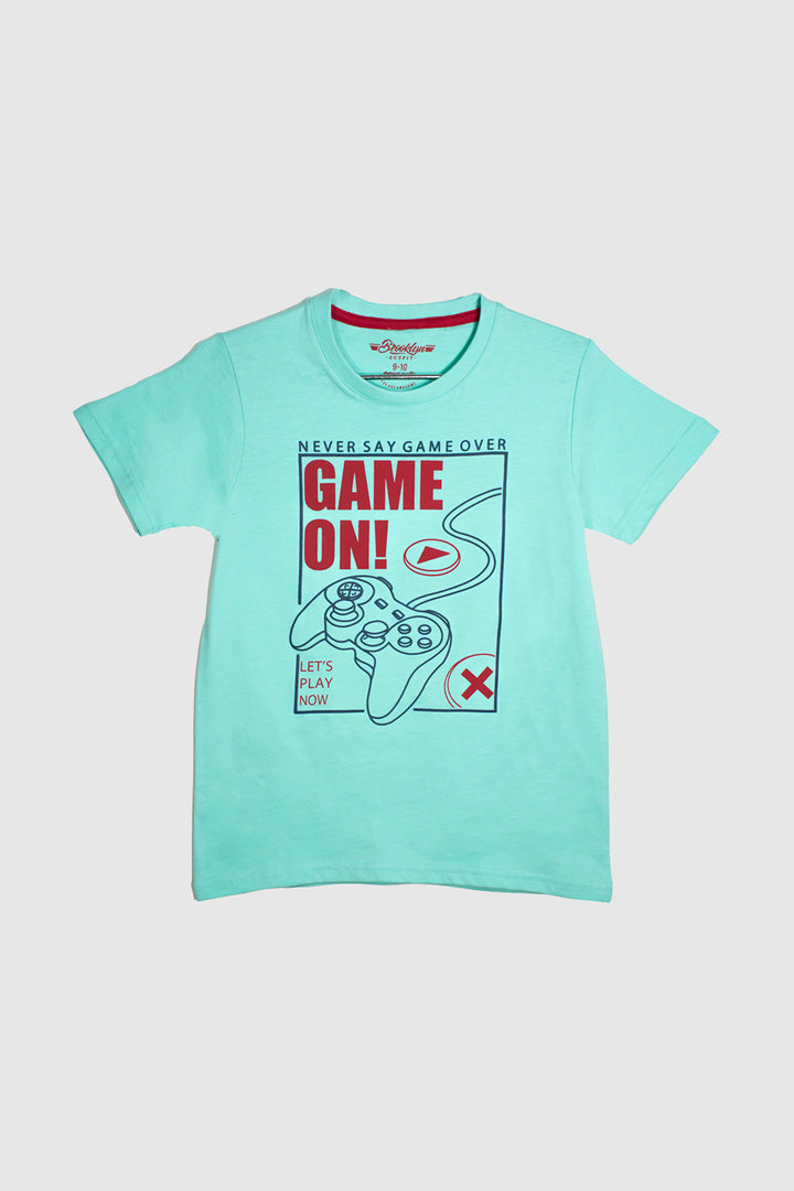 Boys Aqua T-Shirt With Play Station Graphic