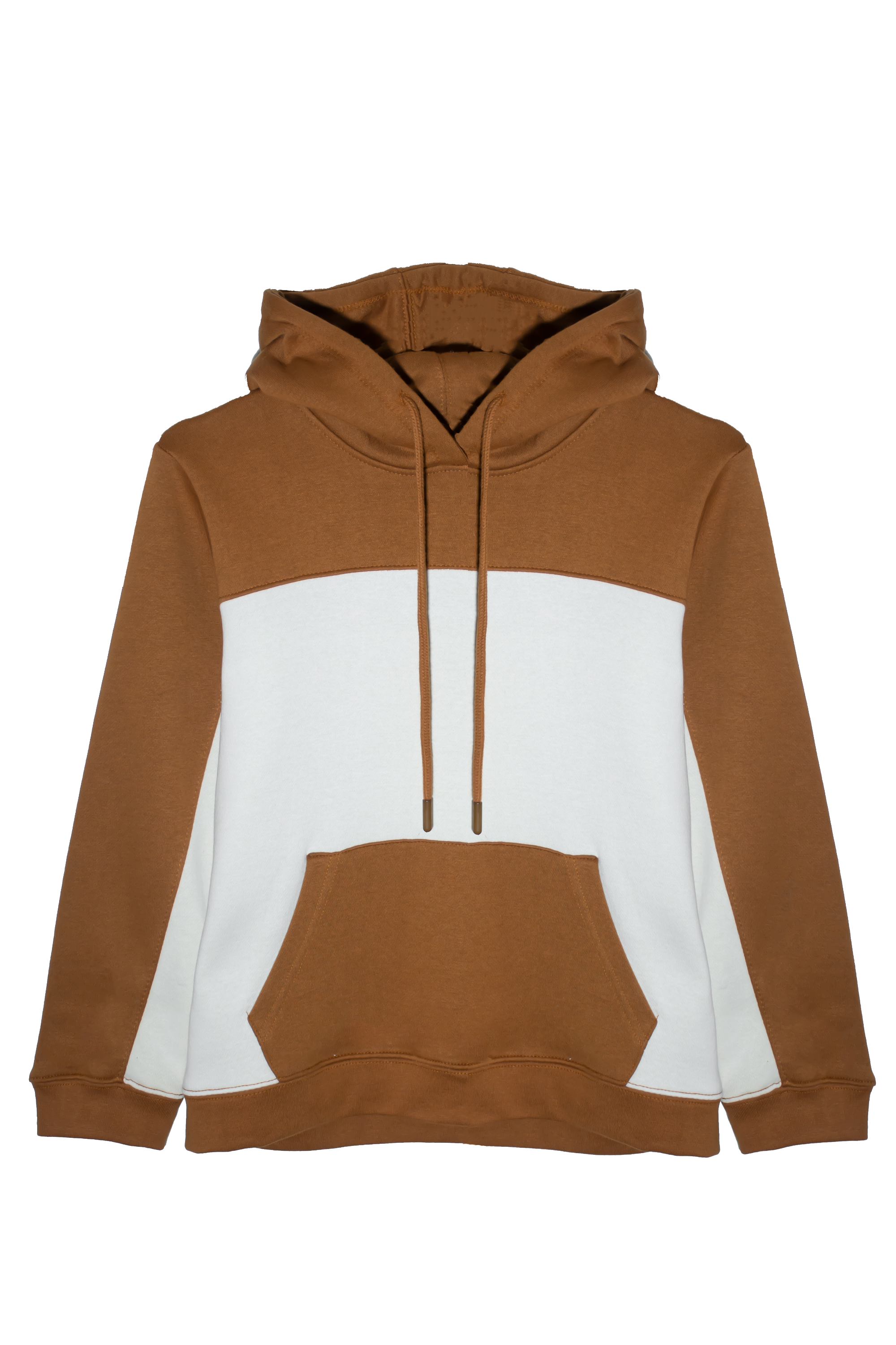 Boys Brown & White Color-Block Hoodie