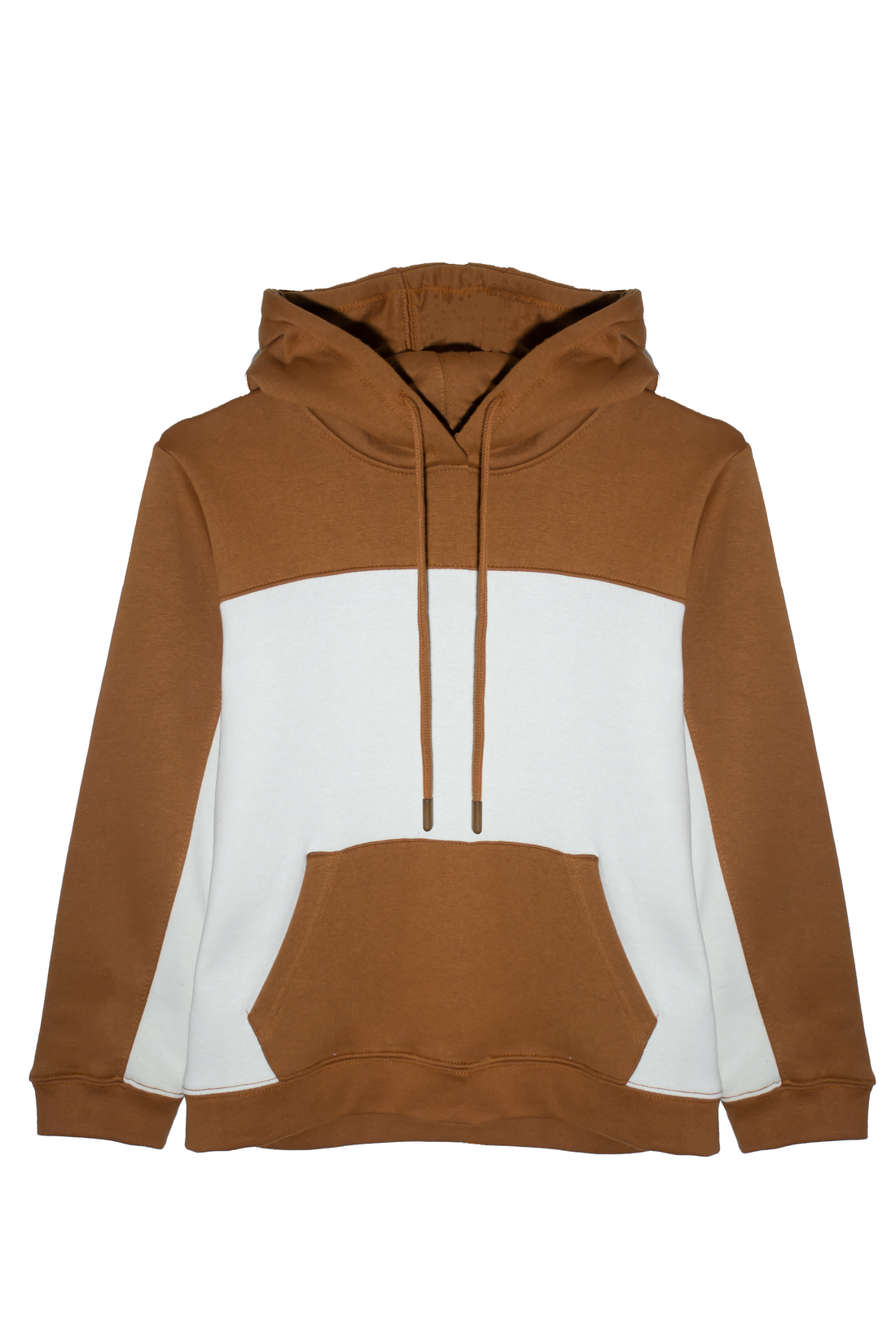 Boys Brown & White Color-Block Hoodie