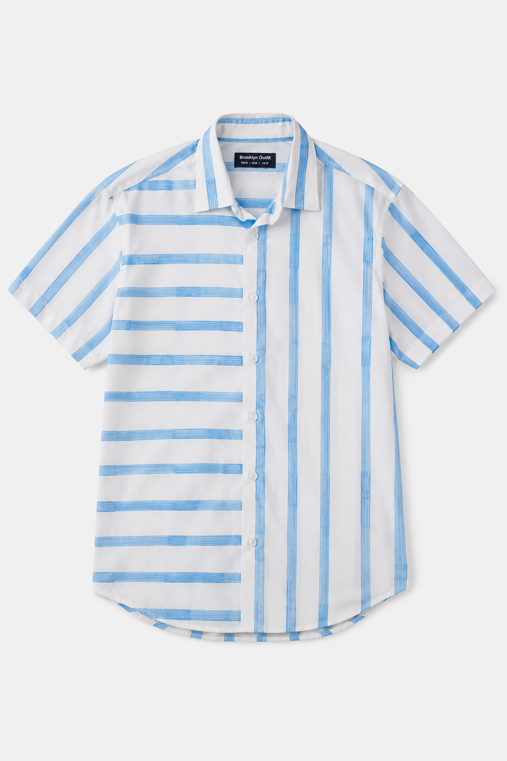 MEN WHITE/BLUE STRIPER SHIRT