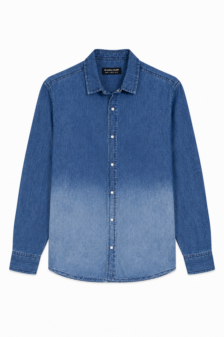 MEN DENIM BLUE SHIRT WITH SNAP BUTTONS