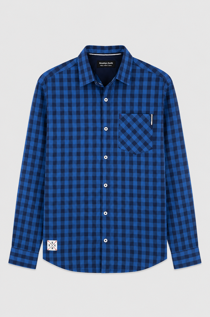 MEN CHECK SHIRT WITH POCKET ON CHEST