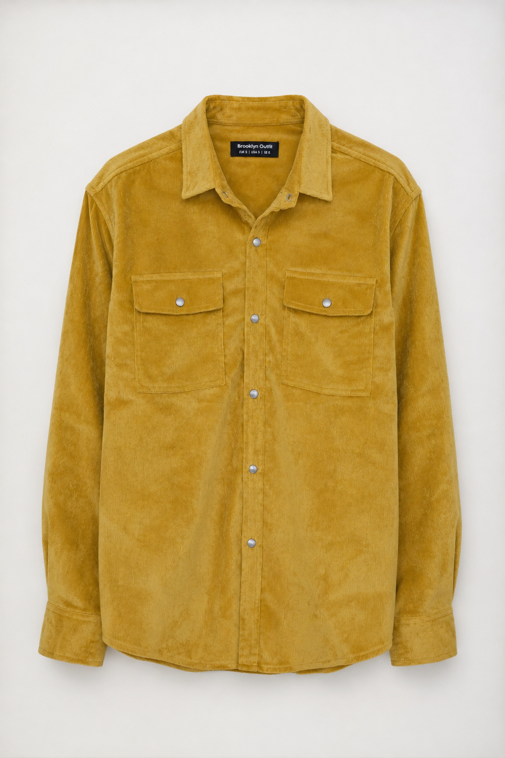 MEN MUSTARD corduroy SHIRT WITH SNAP BUTTONS