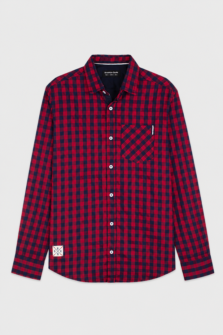 MEN CHECK SHIRT WITH POCKET ON CHEST