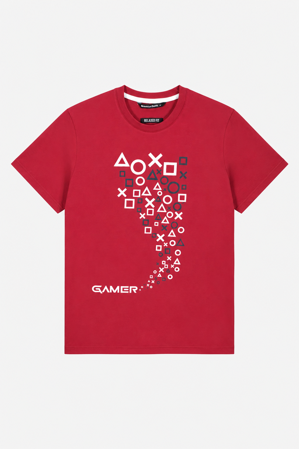 Men Relaxed Fit Red T-Shirt with Play Station Graphic