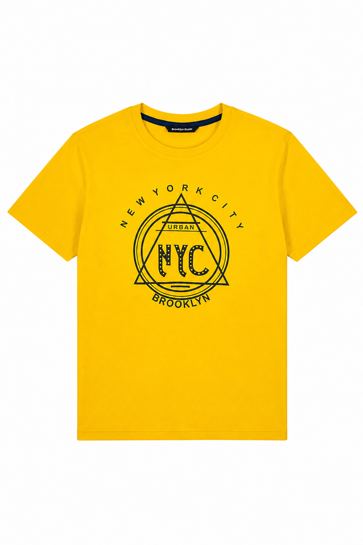 Men Relaxed Fit Yellow T-Shirt With Slogan Graphic