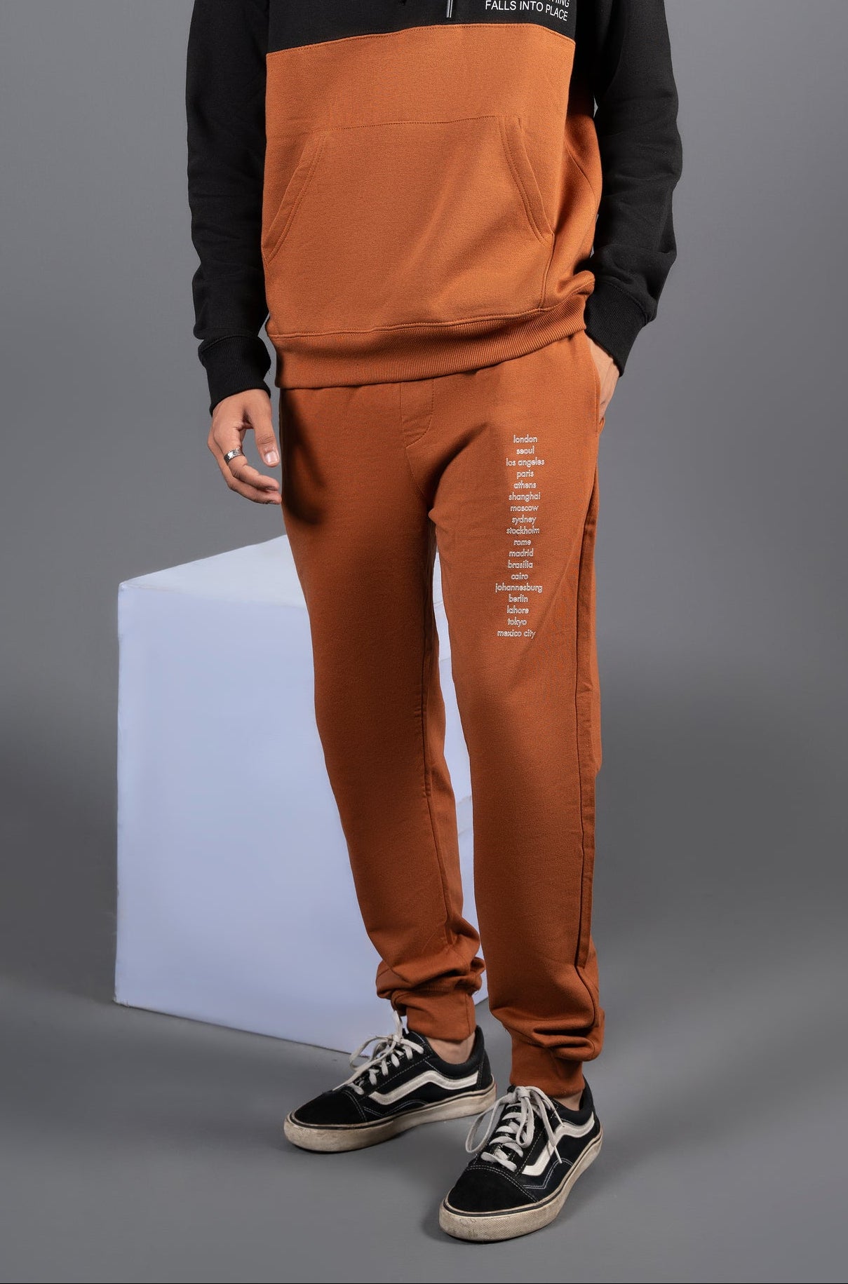 Tan Typography Joggers