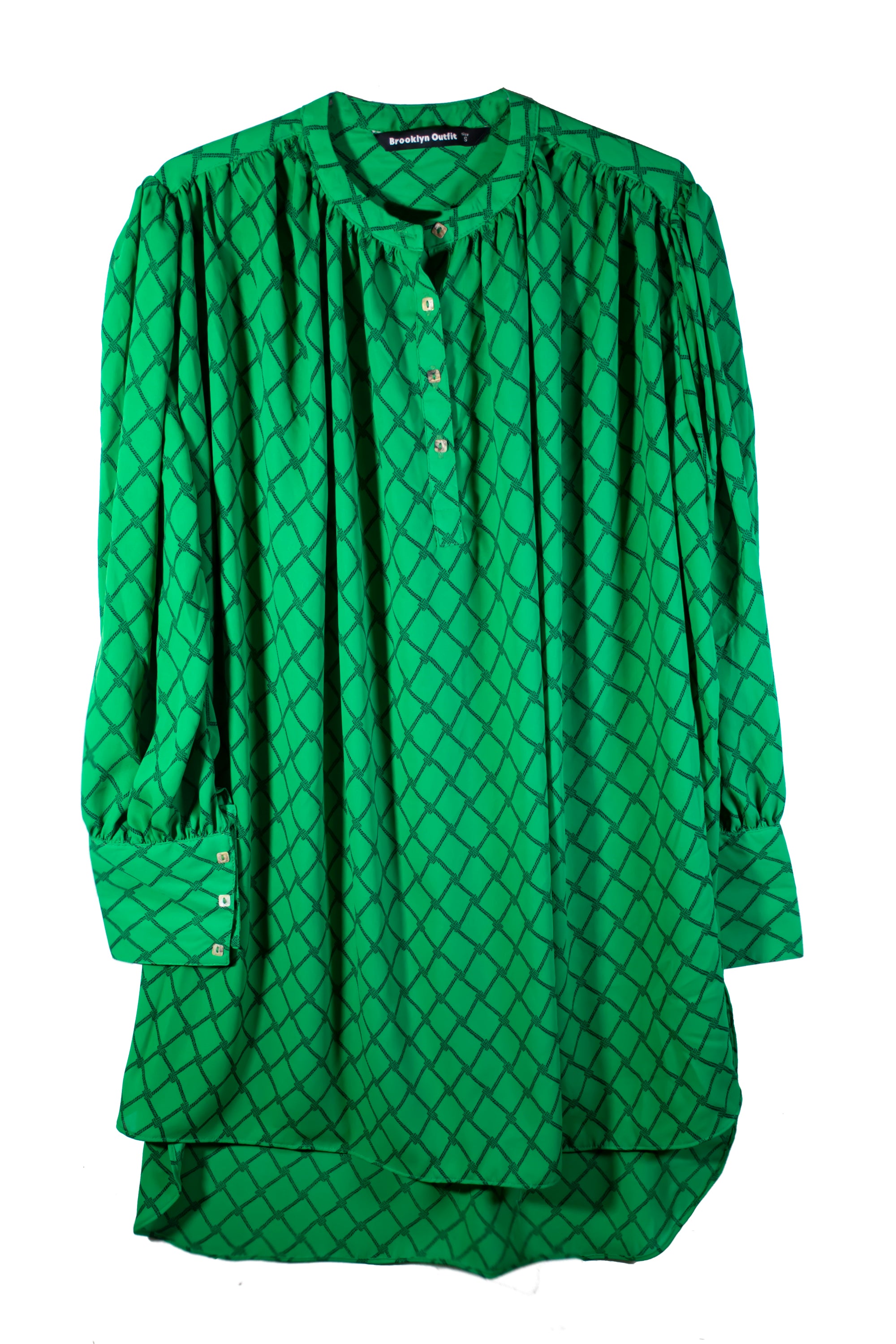 Women Relaxed Fit Viscose Blouse With Banded And Cuff Sleeves