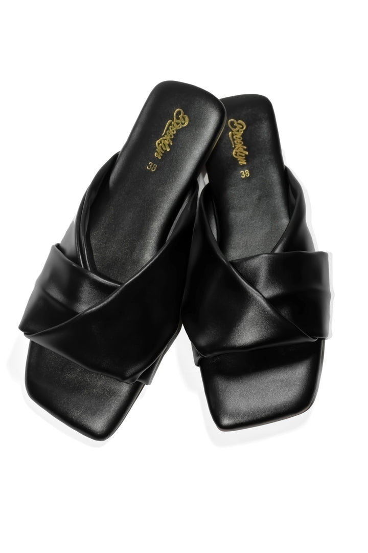 Black Crossover Slide Sandals