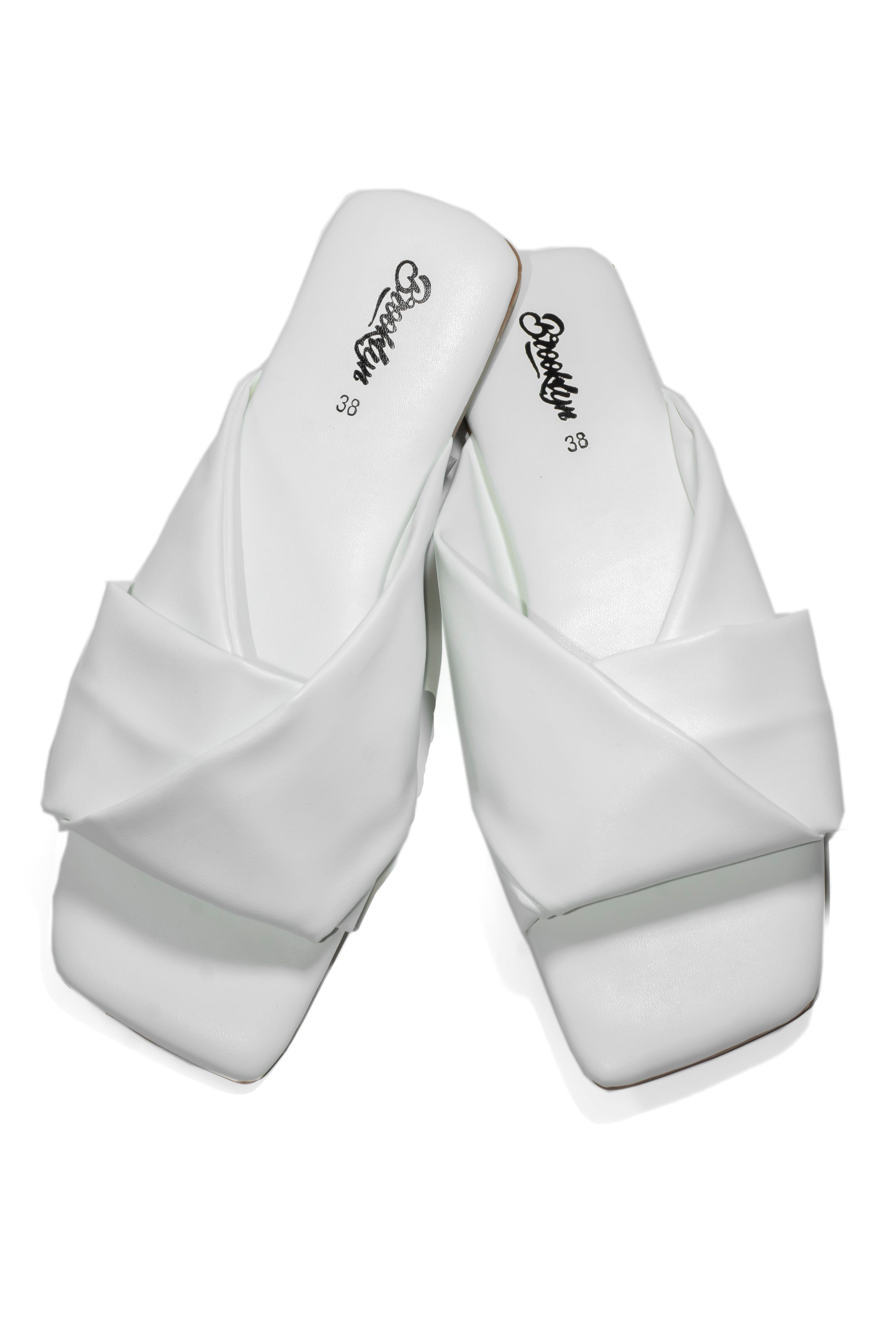 White Crossover Slide Sandals
