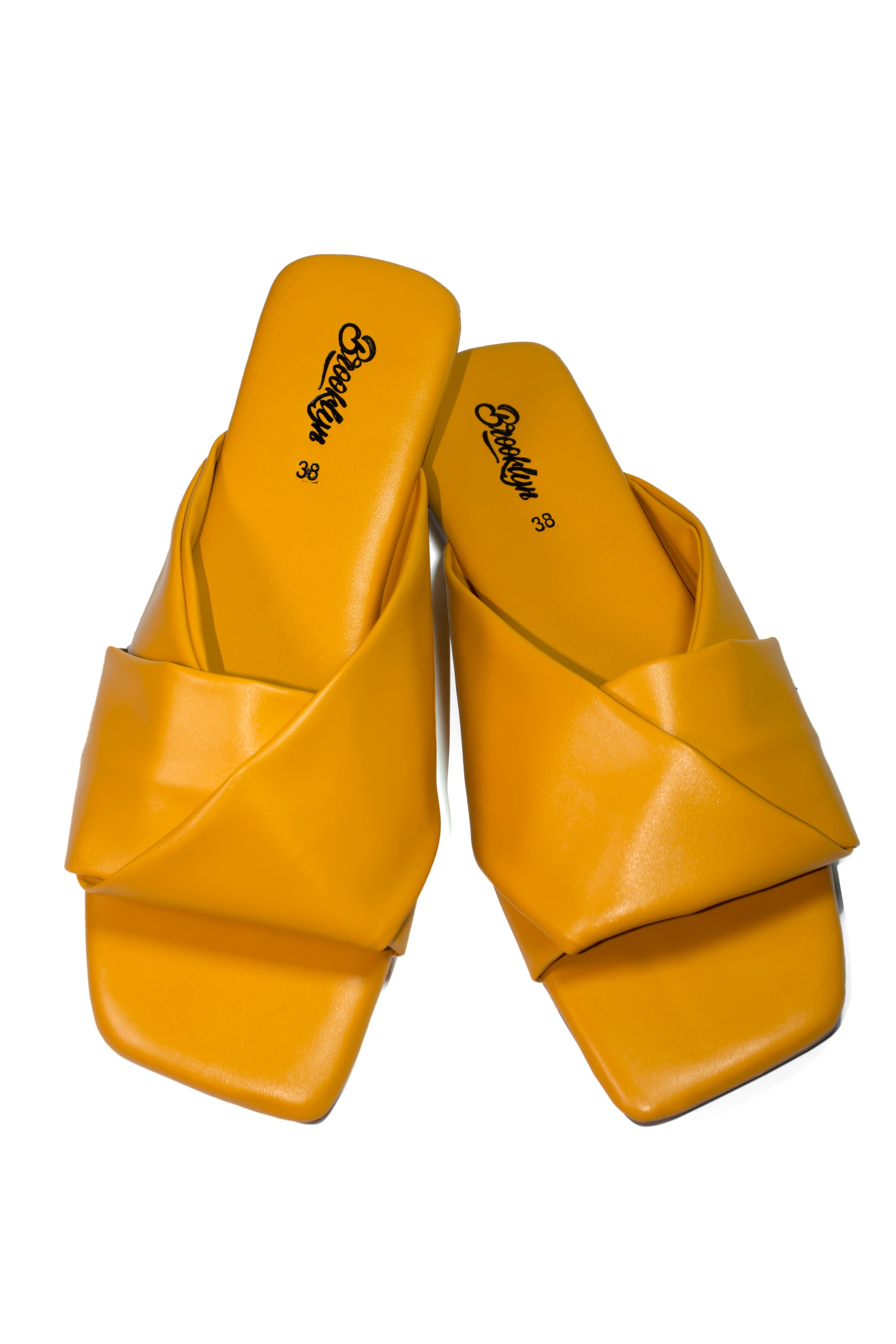 Mustard Yellow Crossover Slide Sandals