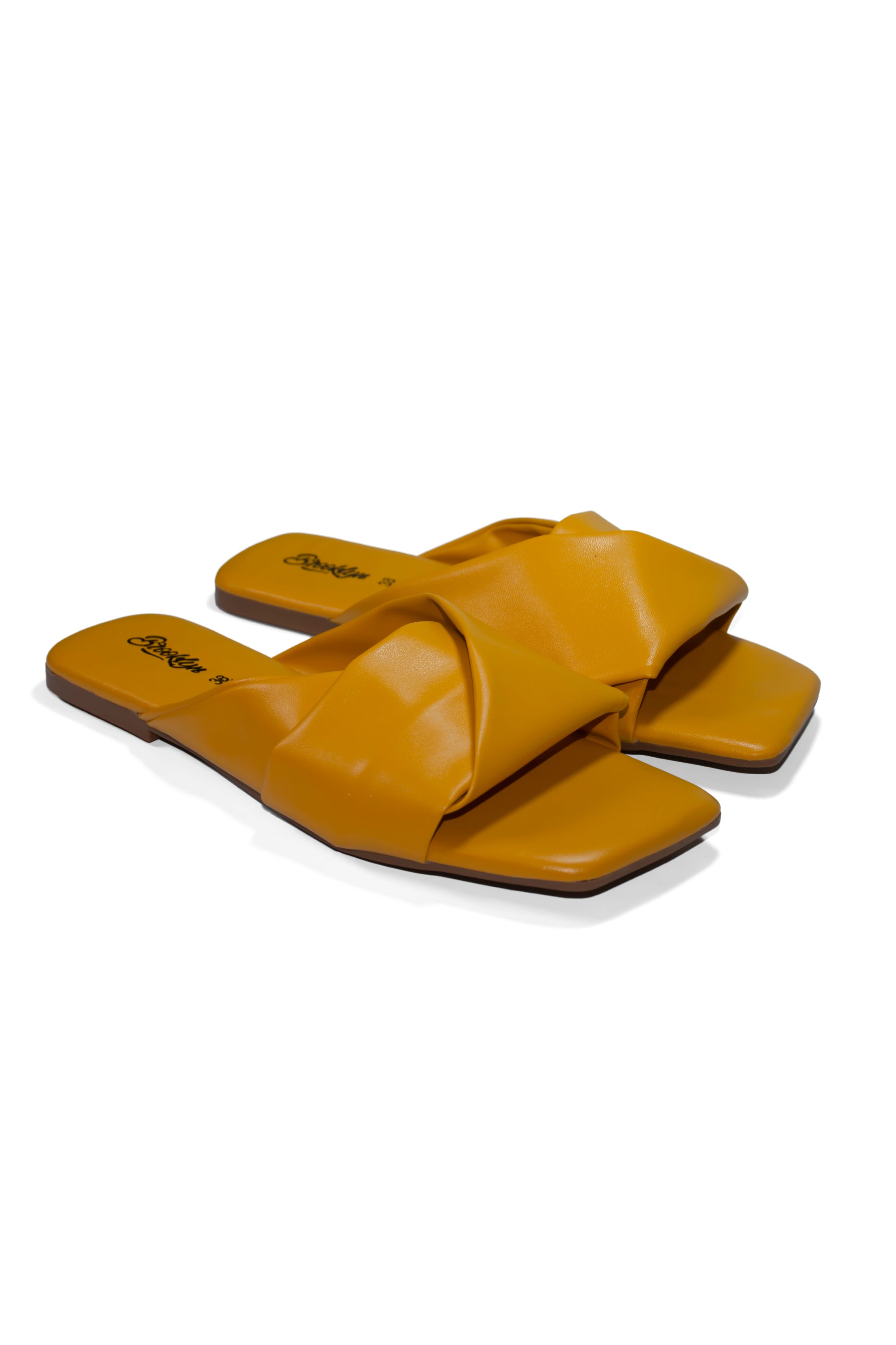 Mustard Yellow Crossover Slide Sandals