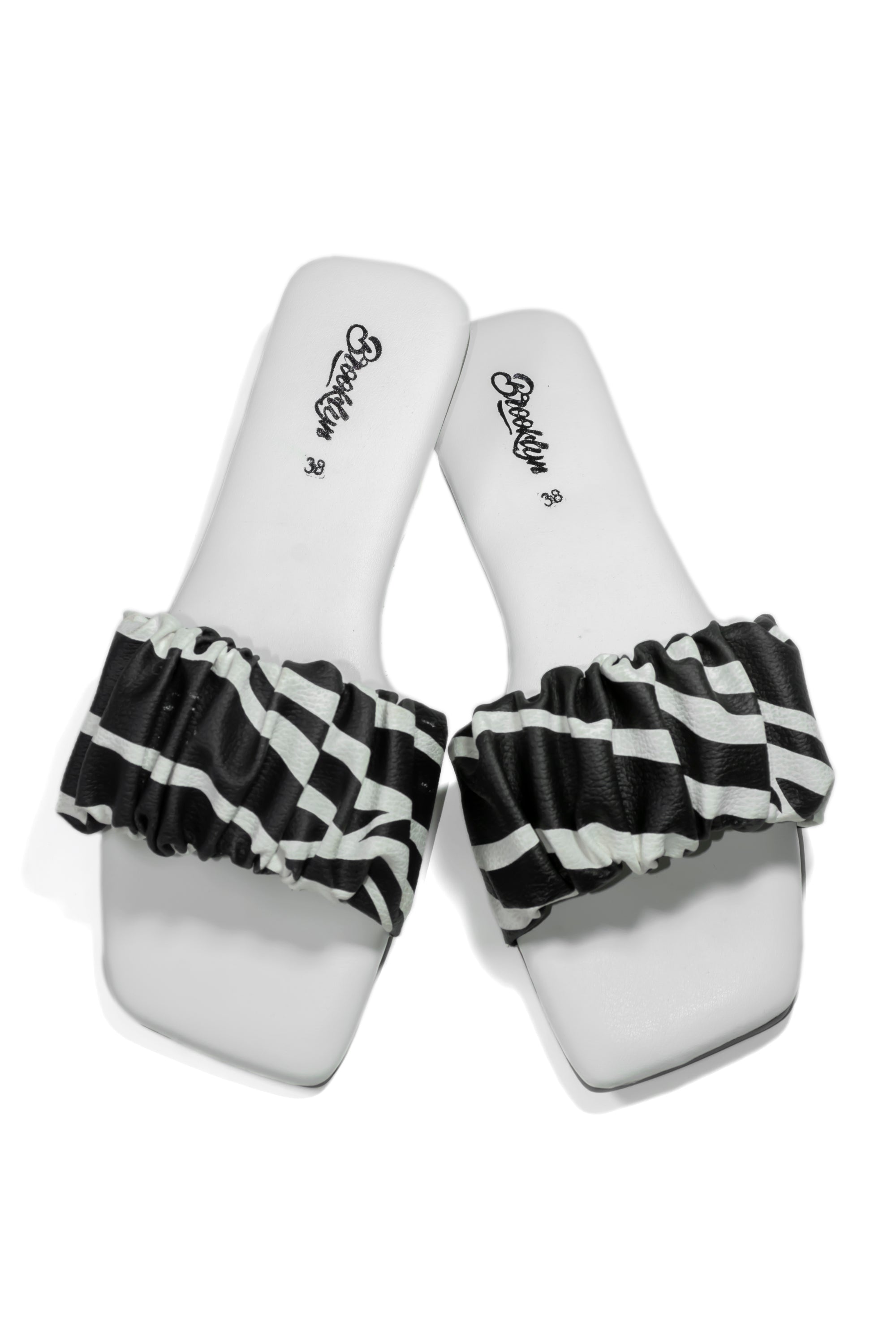 Checkered Ruffle Slide Sandals