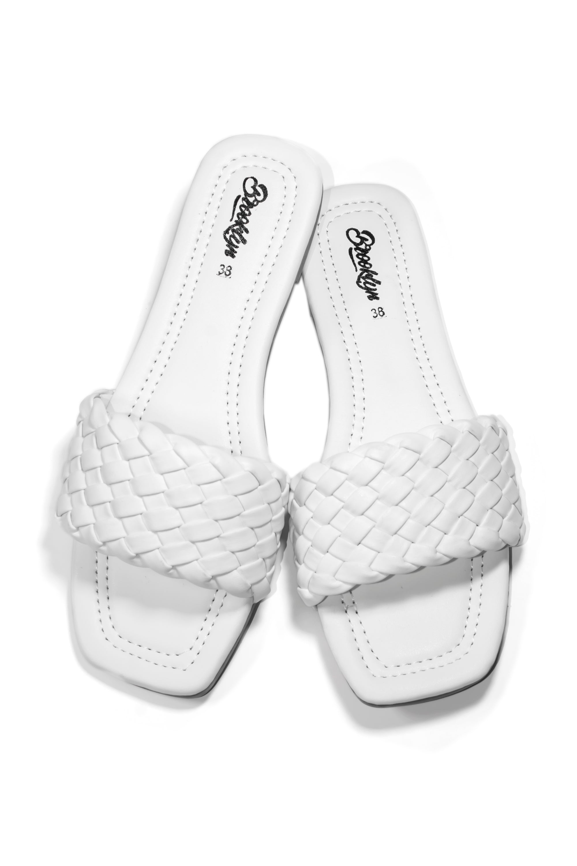 White Braided Slide Sandals