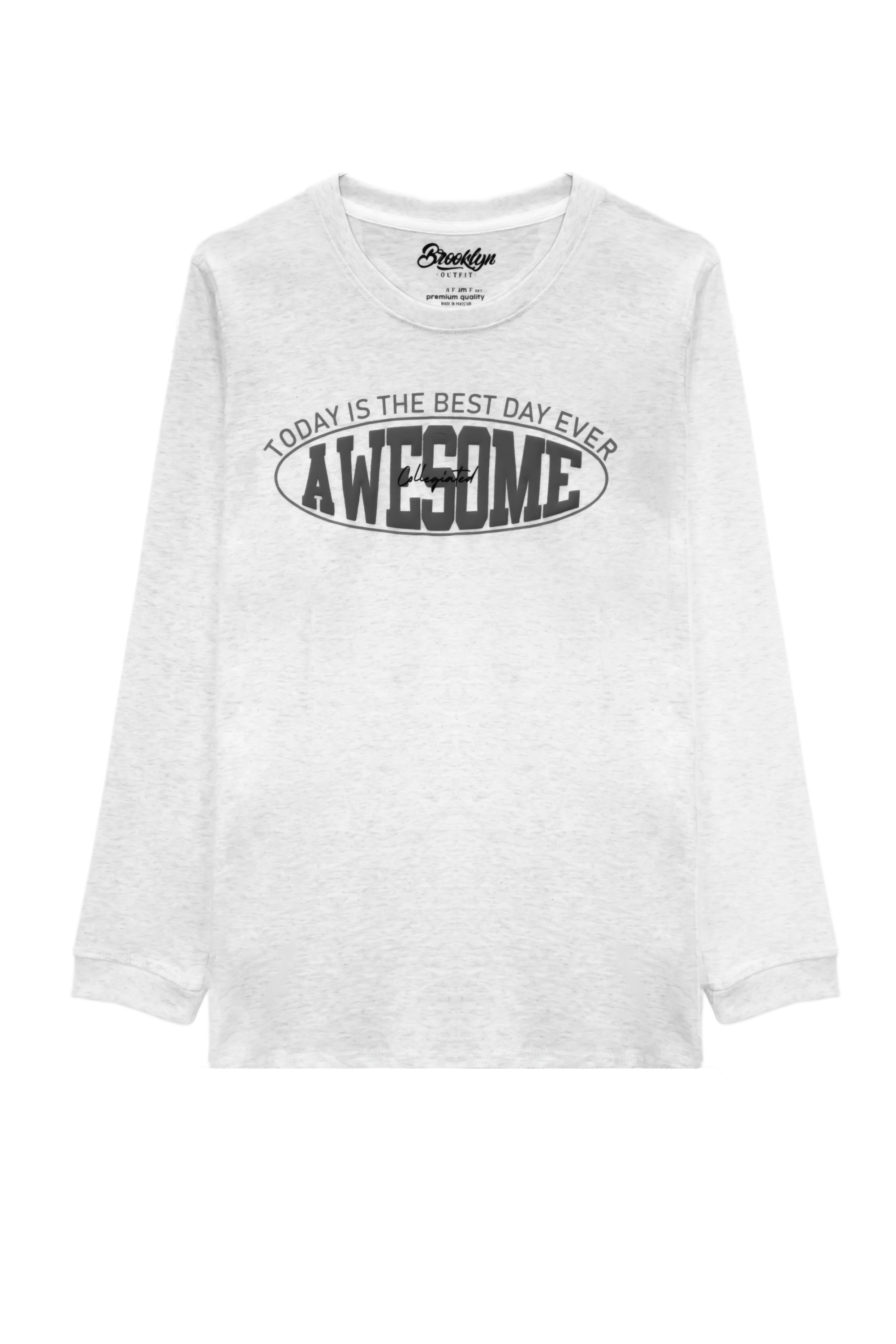 MEN REGULAR FIT OFF-WHITE/GREY T-SHIRT WITH AWESOME GRAPHICS