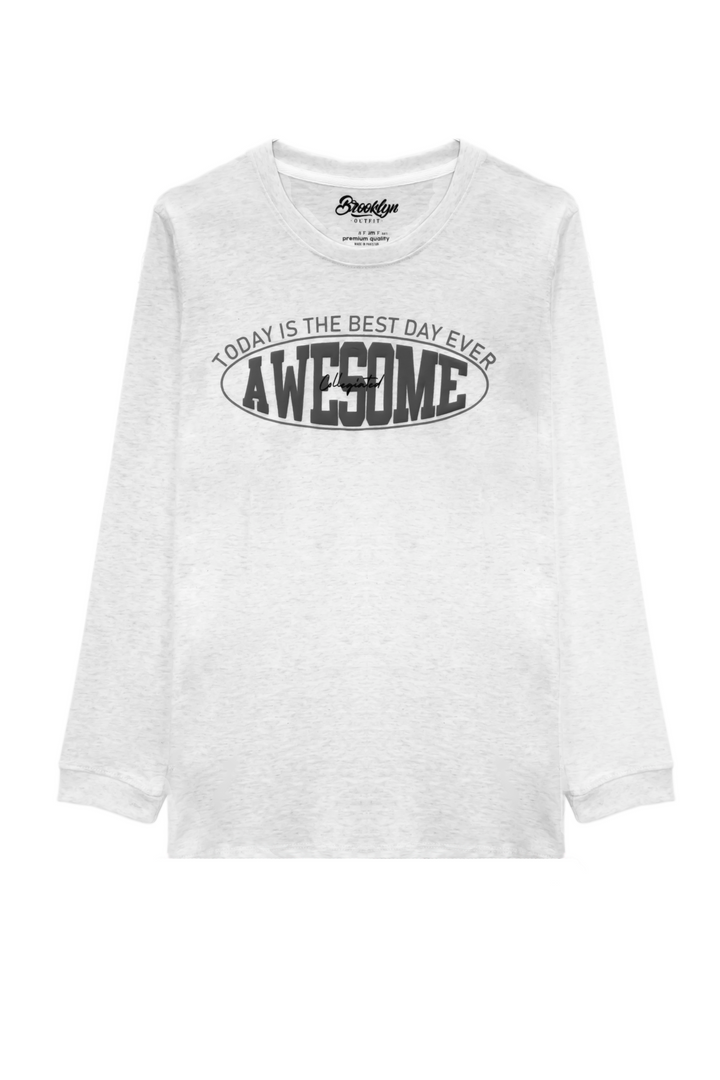 MEN REGULAR FIT OFF-WHITE/GREY T-SHIRT WITH AWESOME GRAPHICS