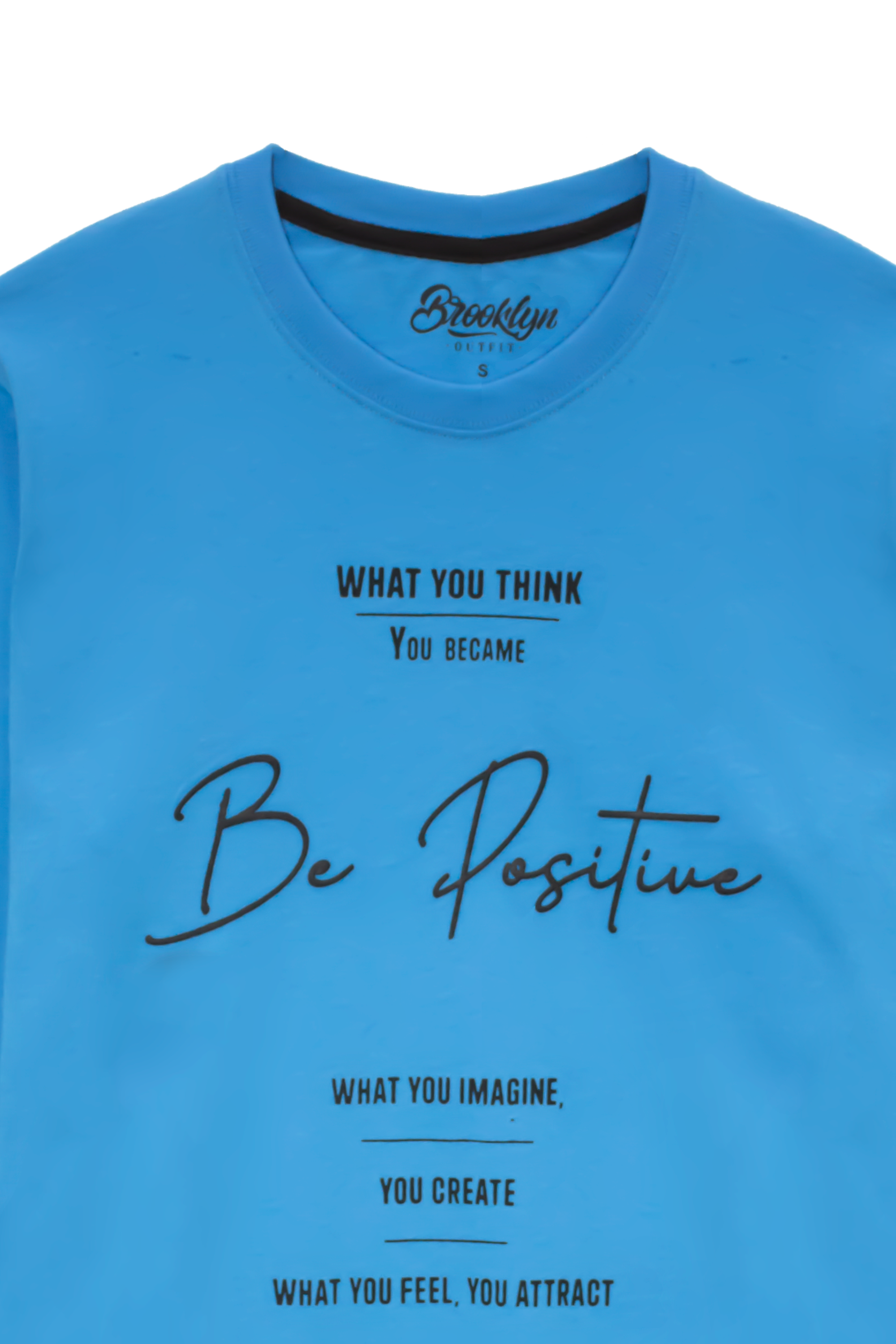 MEN REGULAR FIT BLUE T-SHIRT WITH BE POSITIVE GRAPHICS