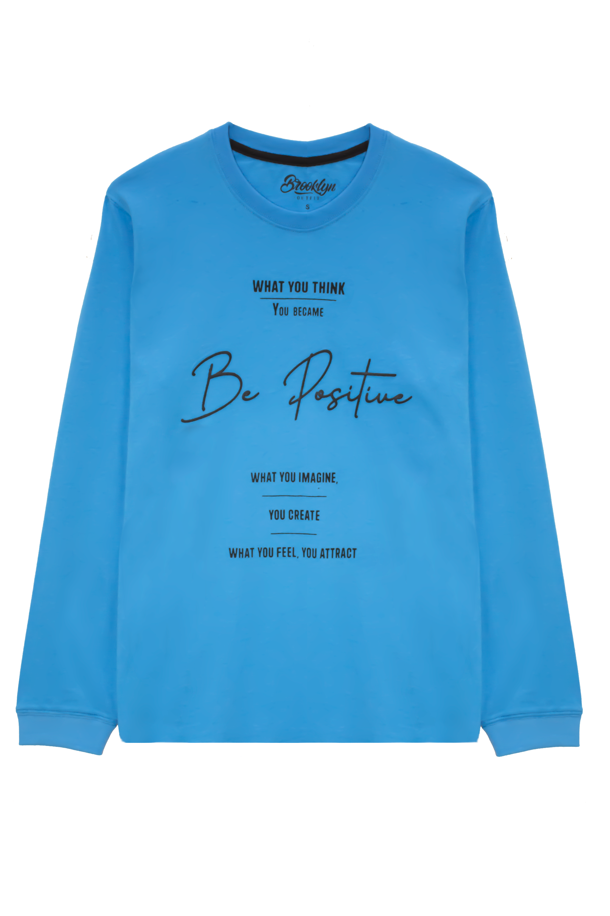 MEN REGULAR FIT BLUE T-SHIRT WITH BE POSITIVE GRAPHICS