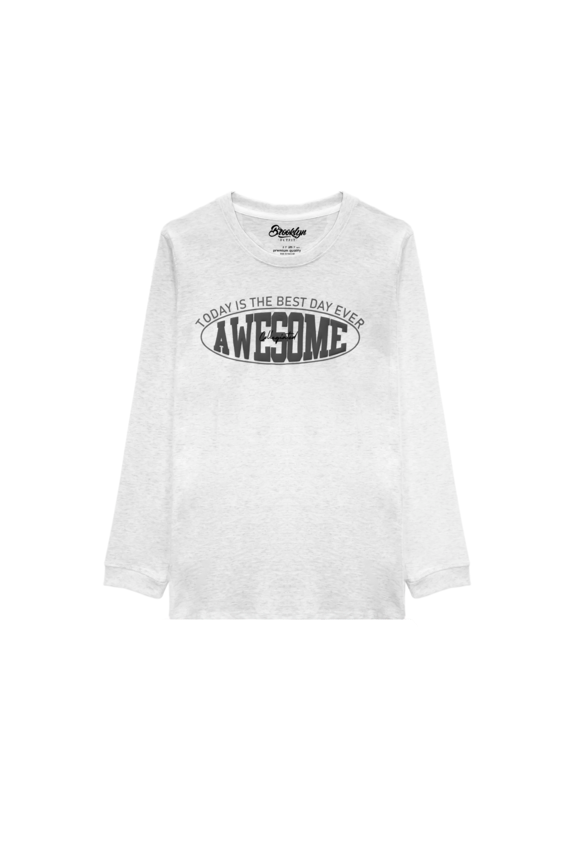 Boys Regular Fit Off-White/Grey T-Shirt with Awesome Graphics