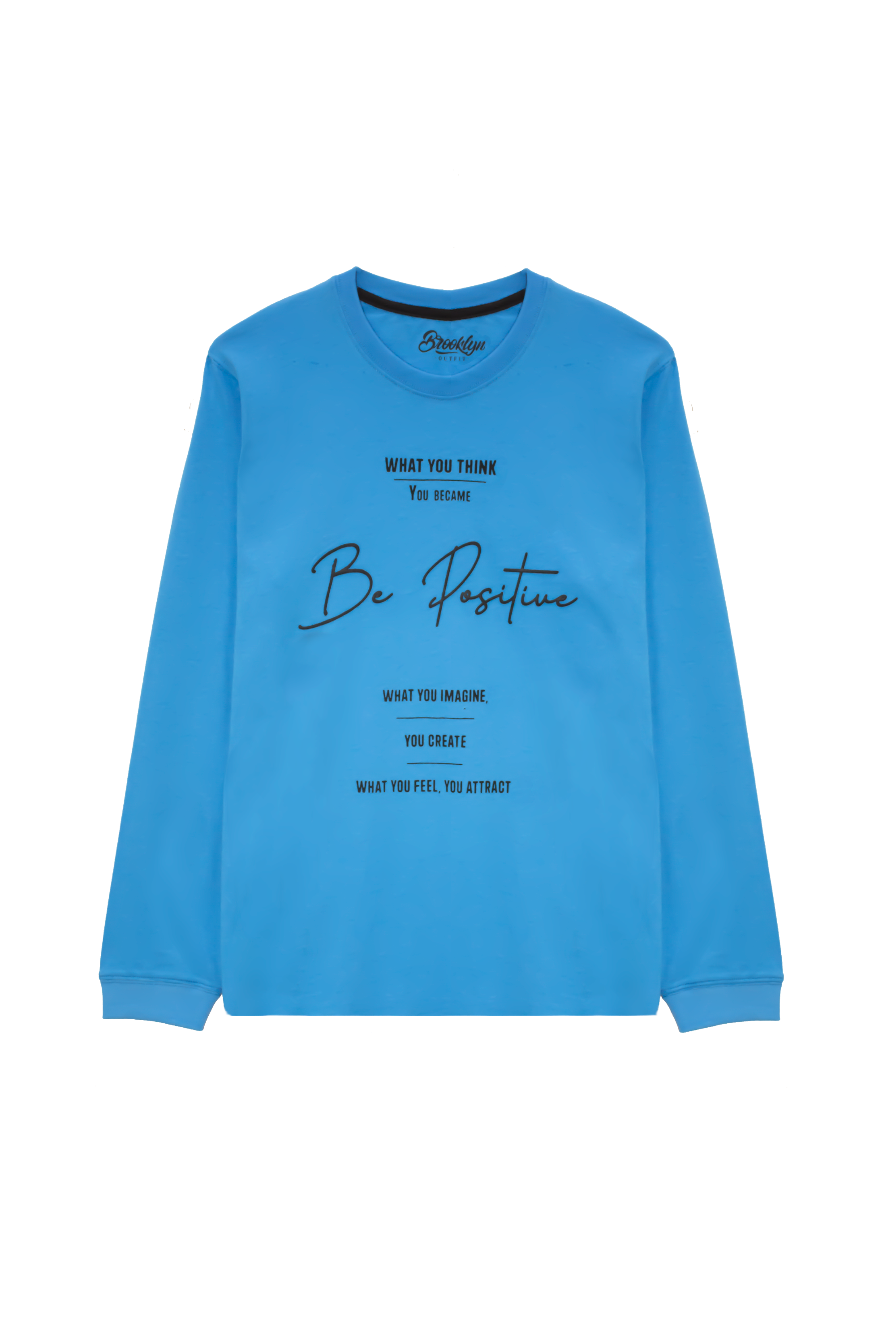 Boys Regular Fit Blue T-Shirt with Be Positive Graphics