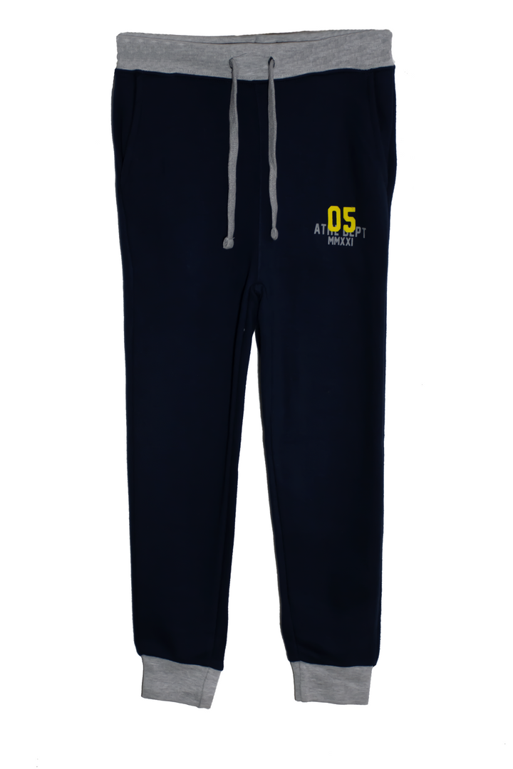 BOYS DARK BLUE CUT & SEW KNITTED TROUSER