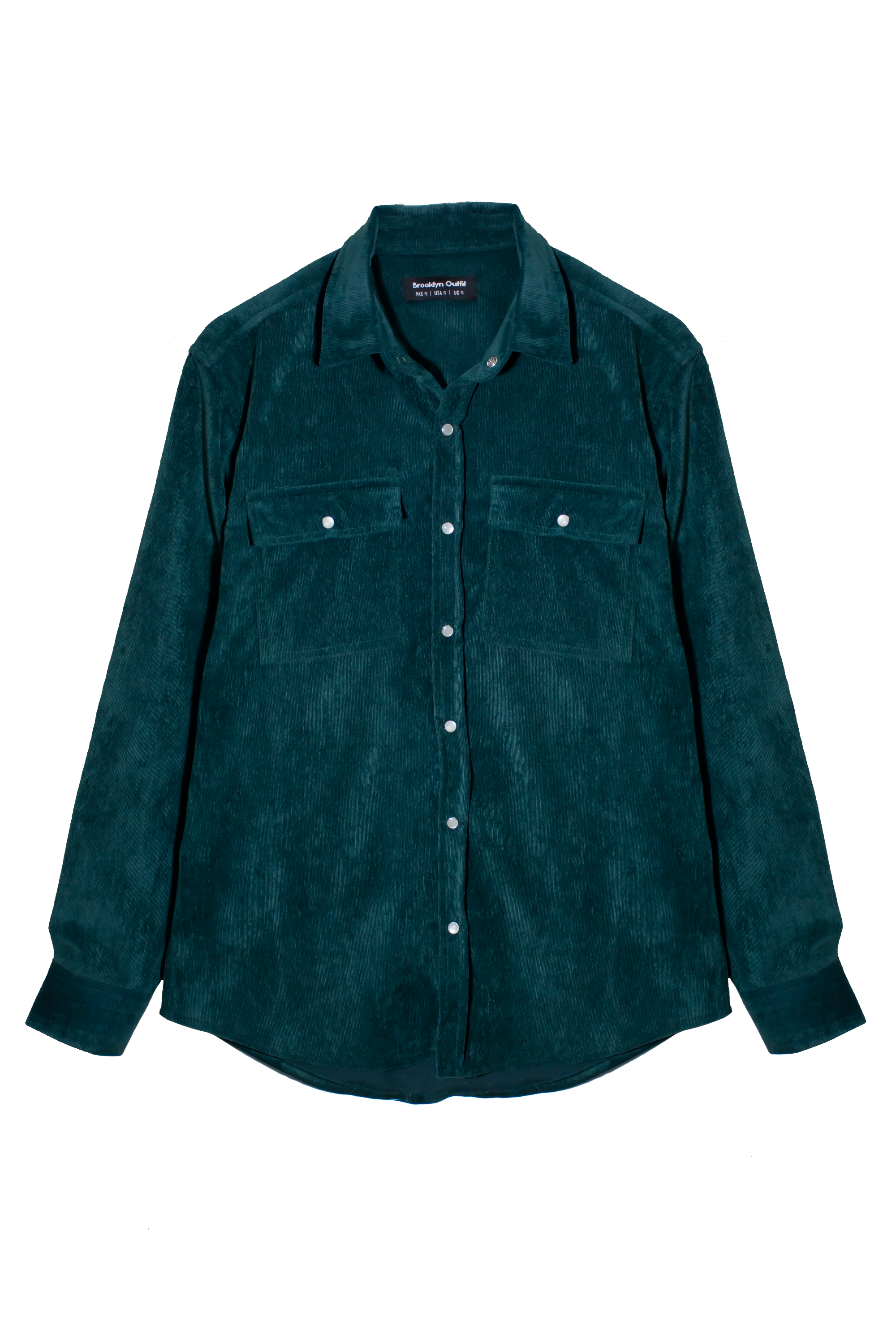 MEN GREEN corduroy SHIRT WITH SNAP BUTTONS