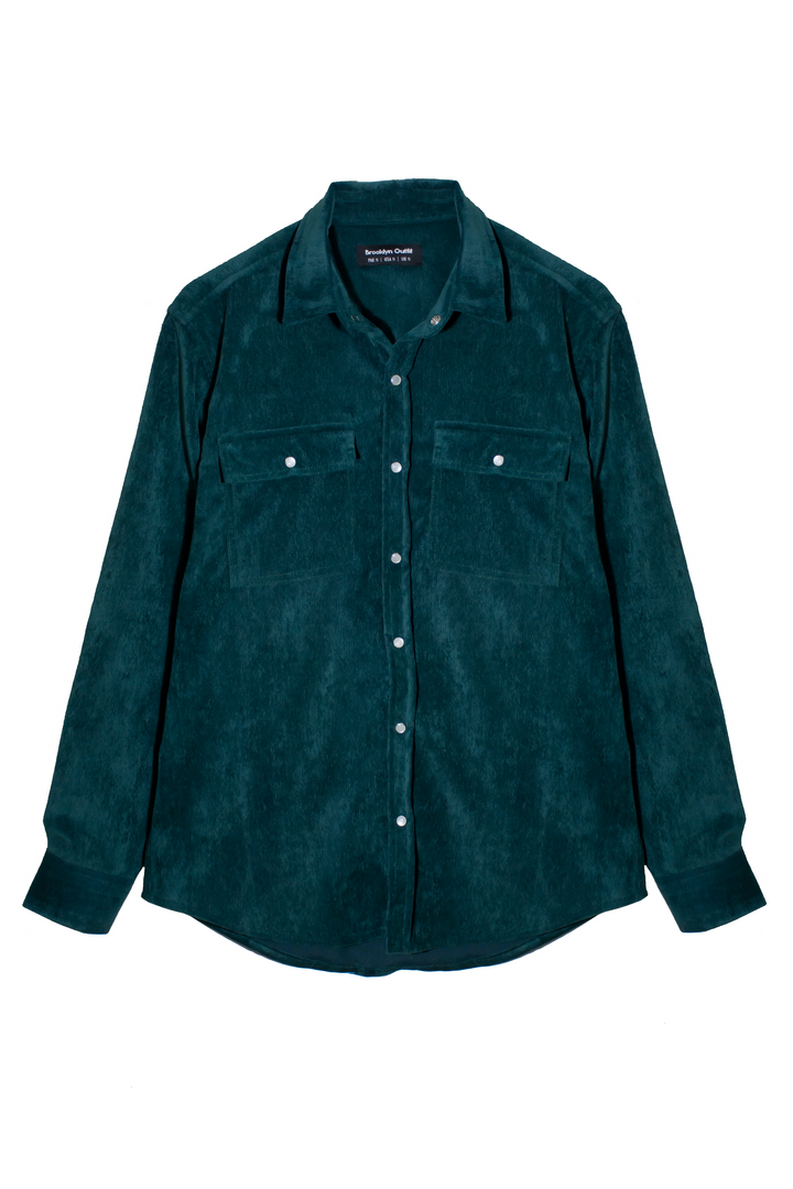 MEN GREEN corduroy SHIRT WITH SNAP BUTTONS