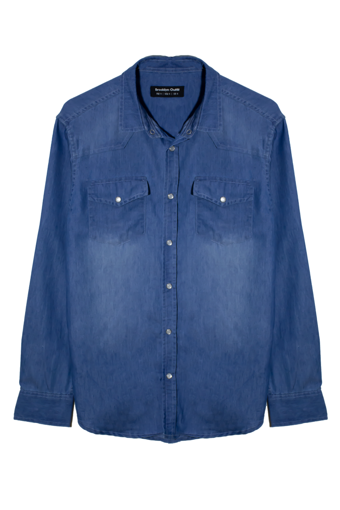MEN LIGHT BLUE DENIM BLUE SHIRT WITH SNAP BUTTONS
