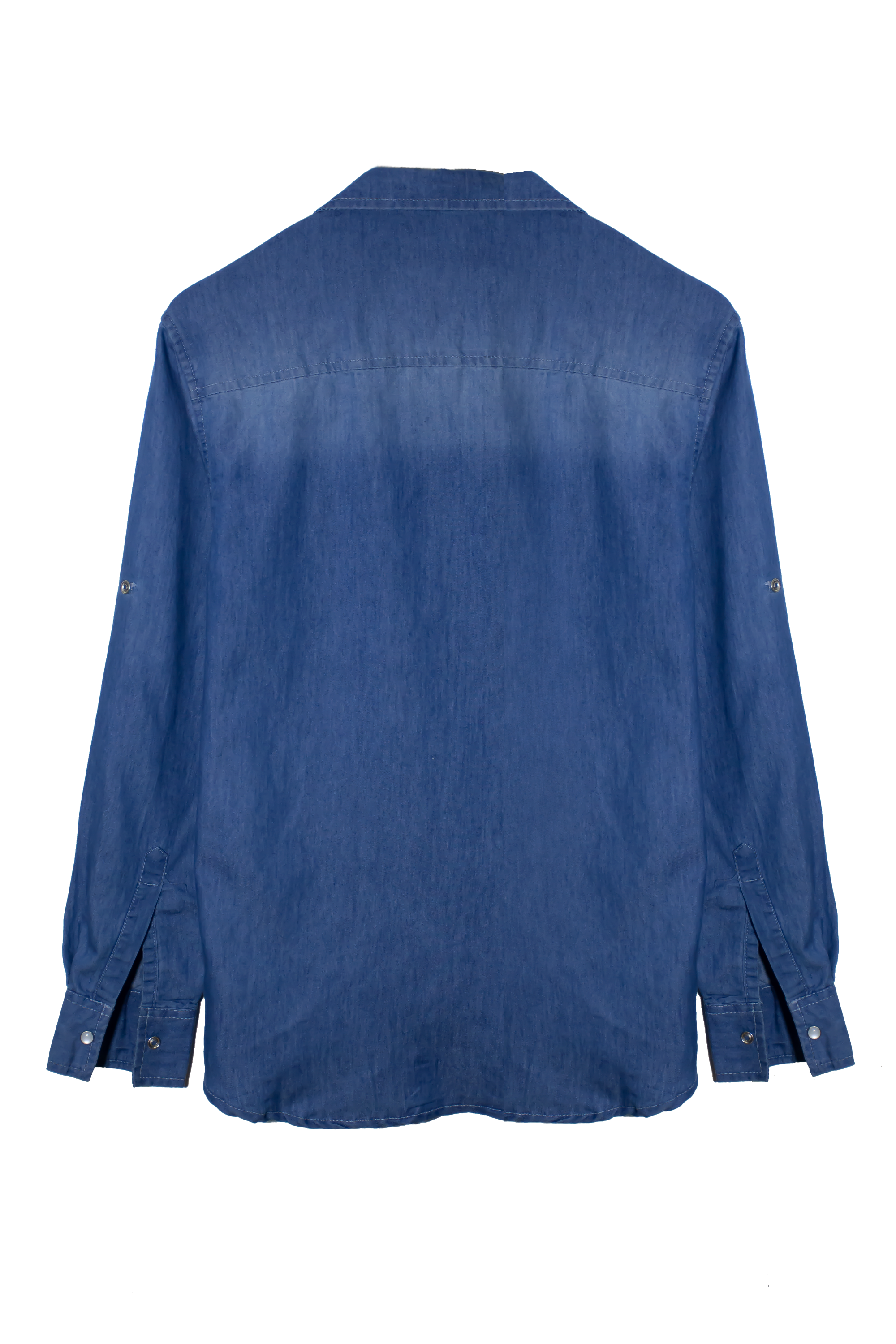 MEN LIGHT BLUE DENIM BLUE SHIRT WITH SNAP BUTTONS