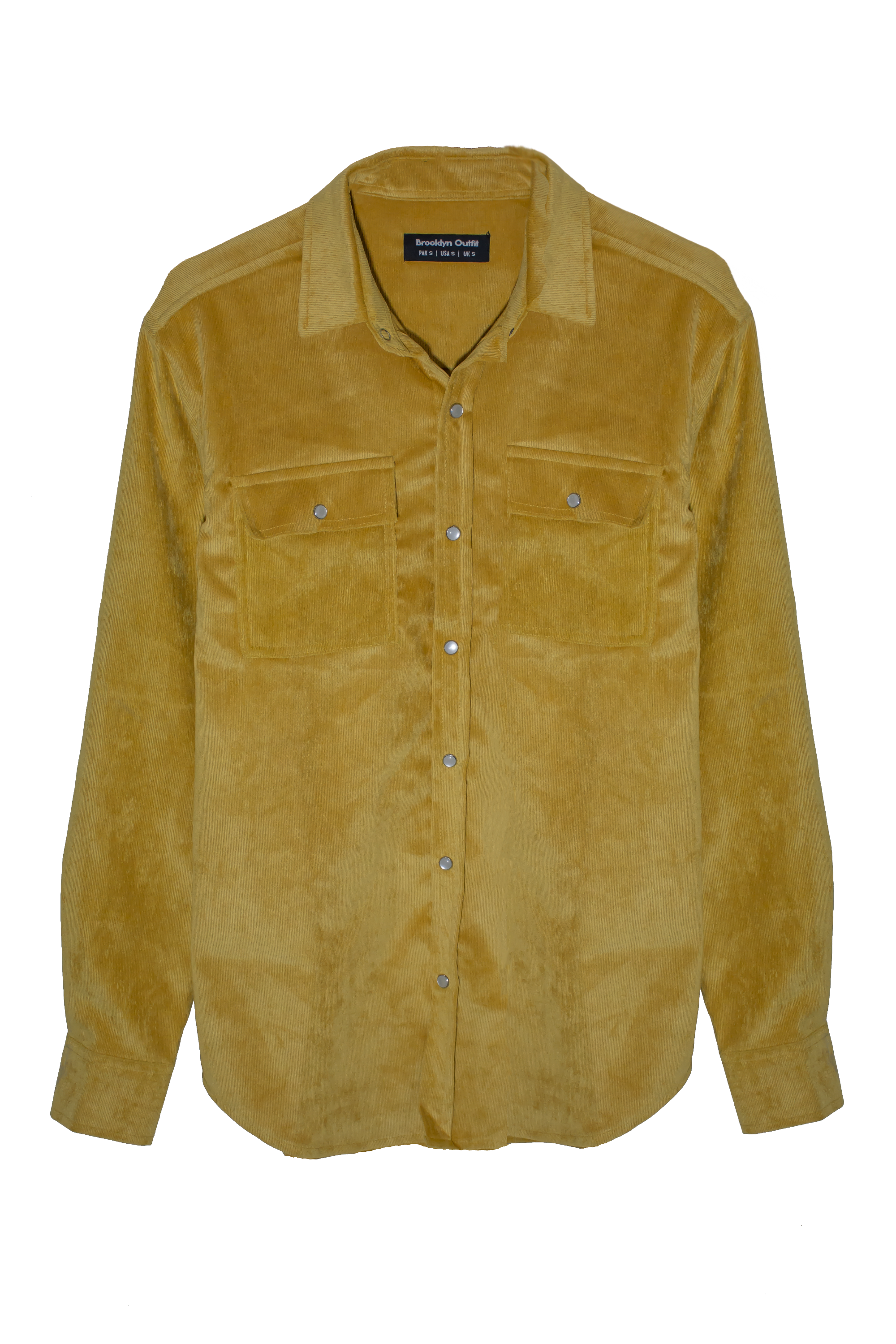 MEN MUSTARD corduroy SHIRT WITH SNAP BUTTONS