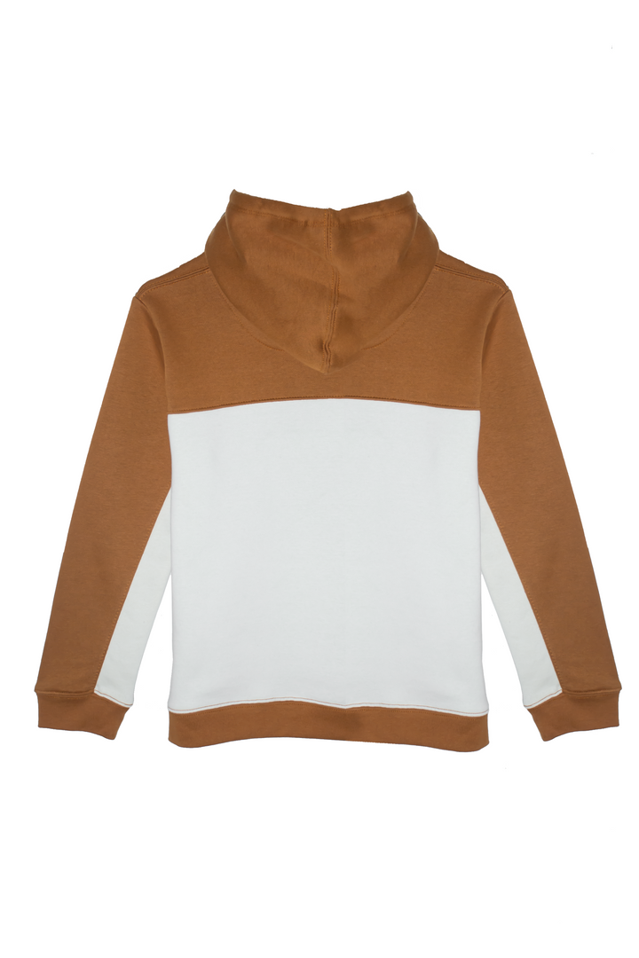 Boys Brown & White Color-Block Hoodie