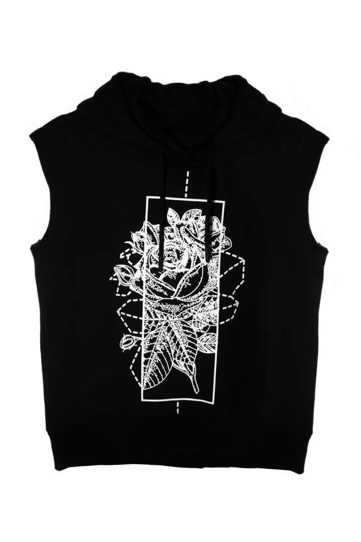 Floral Graphic Sleeveless Hoodie