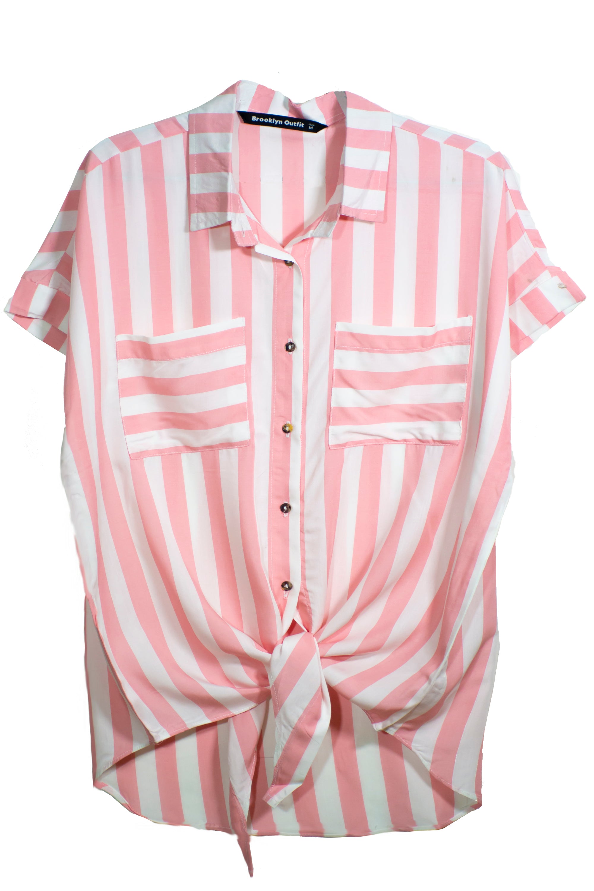 Women Loose Fit Viscose Blouse With Collar And Patch Pockets