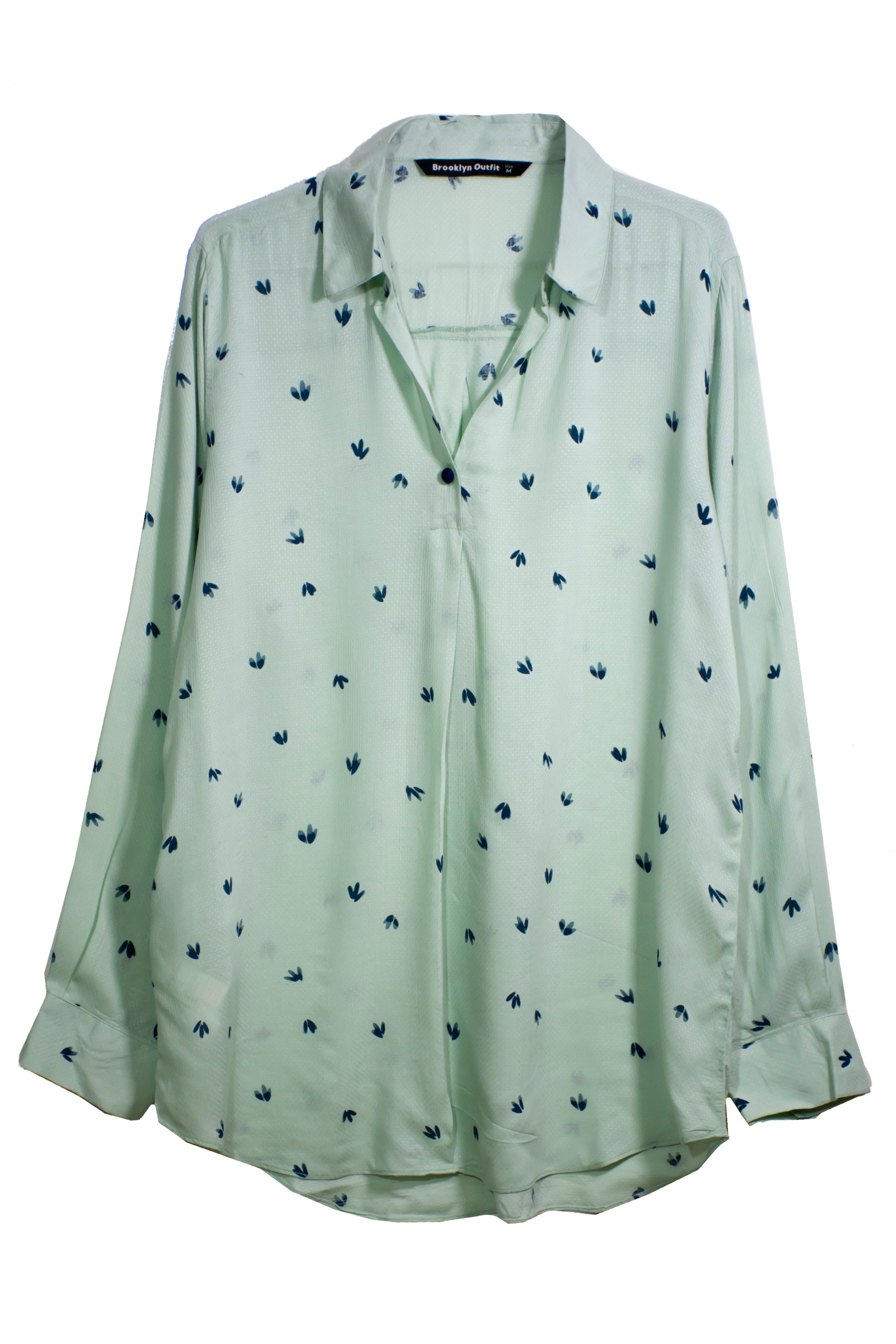 Women Relaxed Fit Printed Viscose Blouse With Collar And Cuff Sleeves