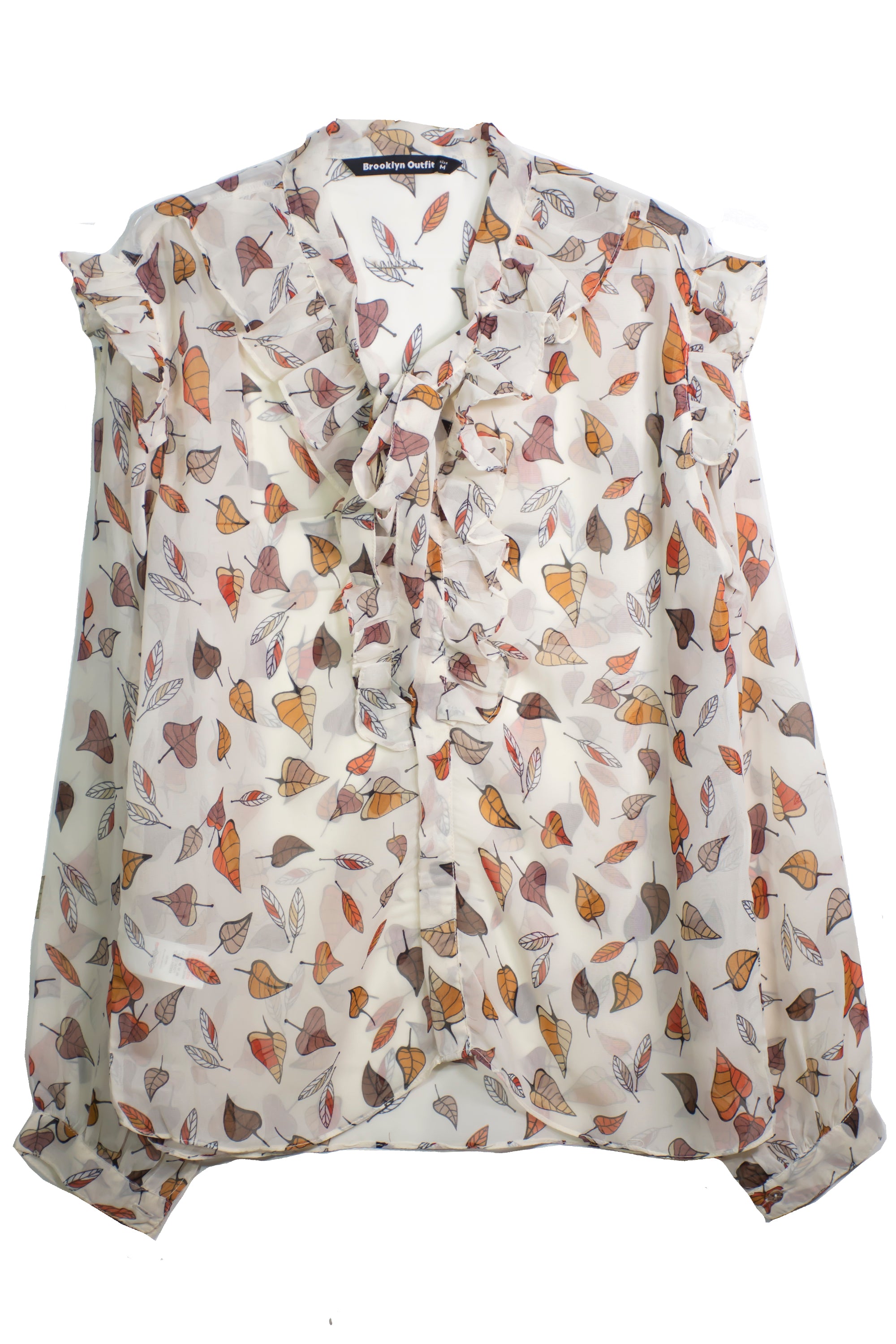 Women Printed Chiffon Top With Ruffles And Tie Knot